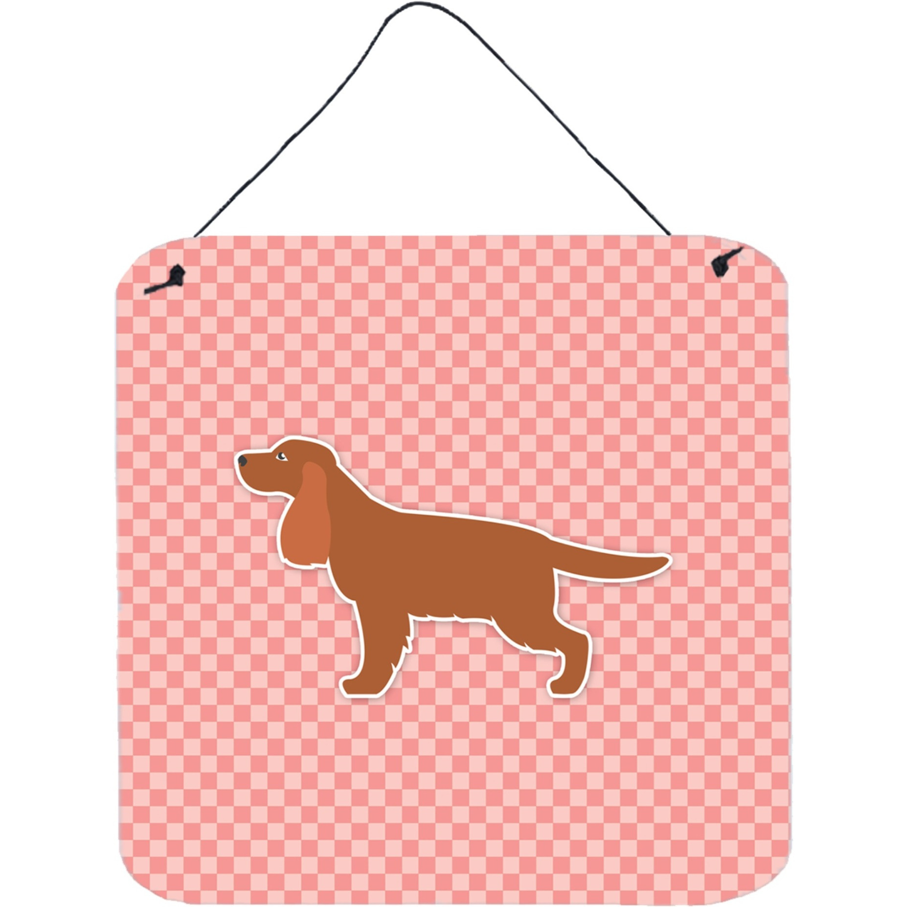 &quotCaroline's Treasures English Cocker Spaniel Checkerboard Pink Wall or Door Hanging Prints BB3612DS66, 6"" x 6"", Multicolor"