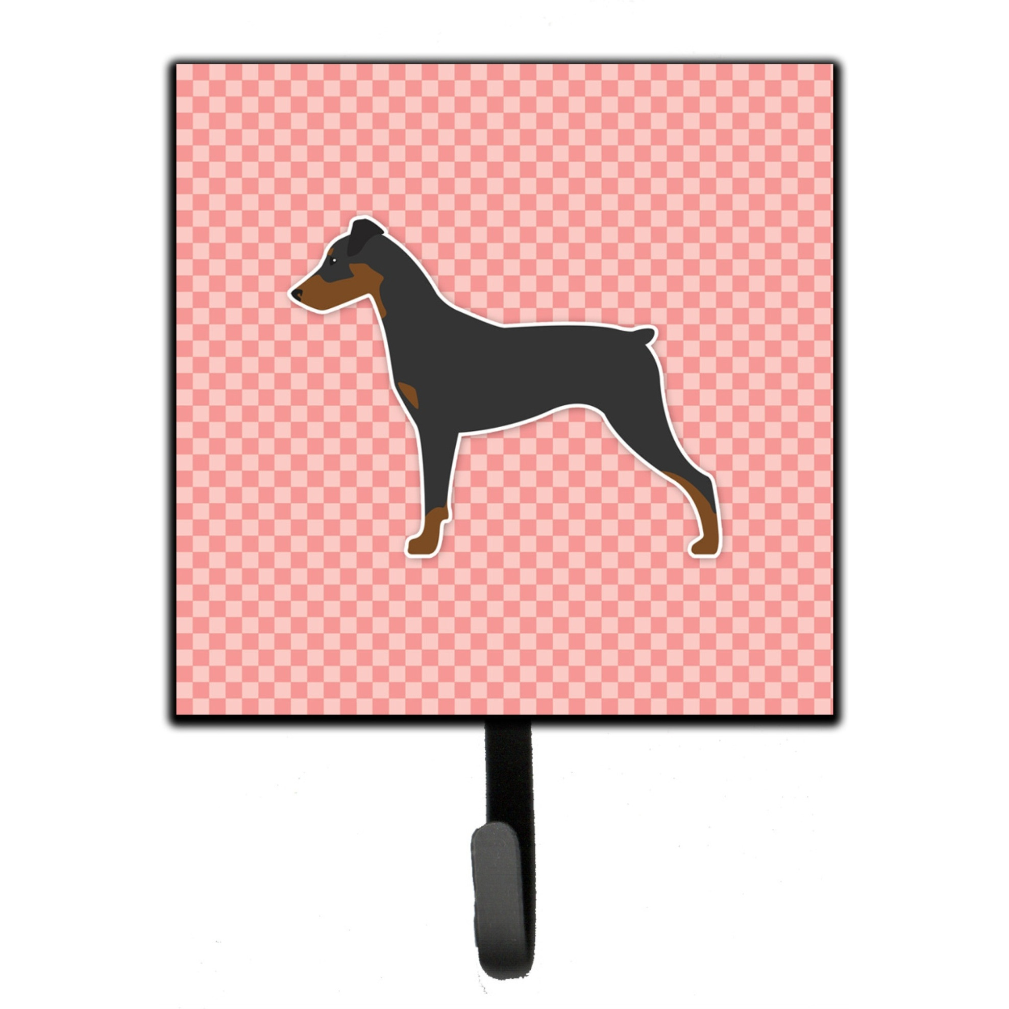 &quotCaroline's Treasures German Pinscher Checkerboard Pink Leash or Key Holder BB3613SH4, Small, Multicolor"