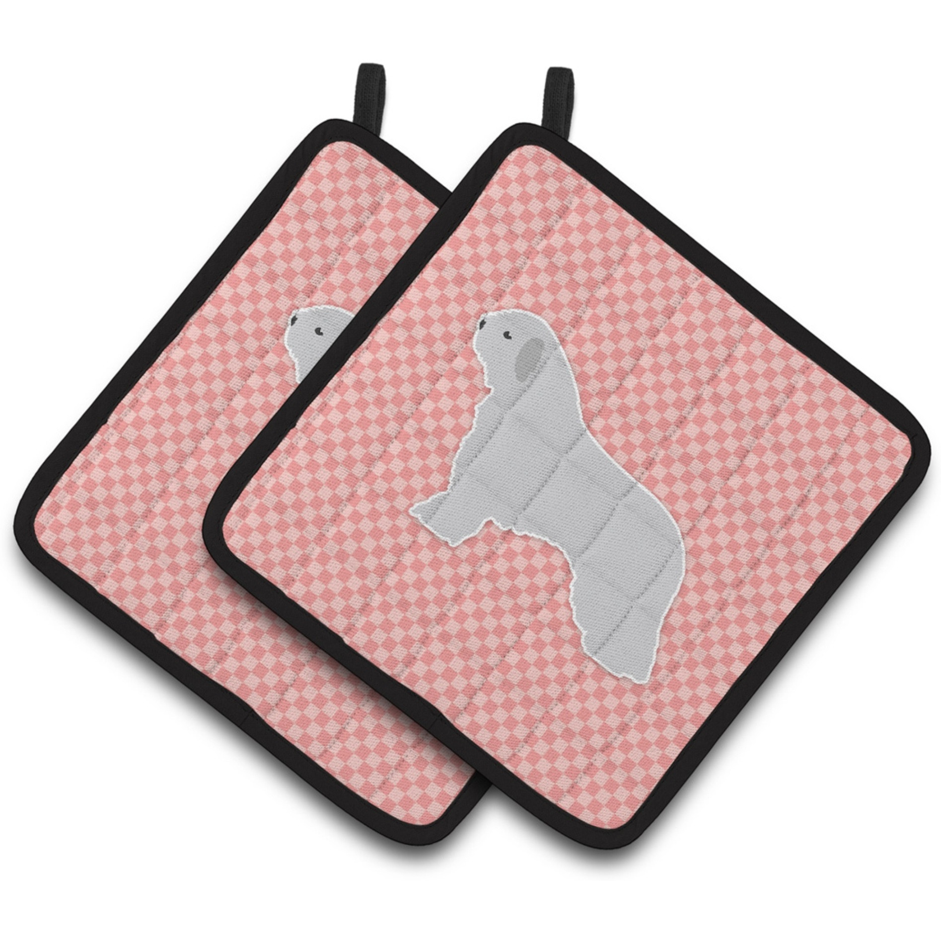 &quotCaroline's Treasures Spanish Water Dog Checkerboard Pink Pair of Pot Holders BB3615PTHD, 7.5HX7.5W, Multicolor"