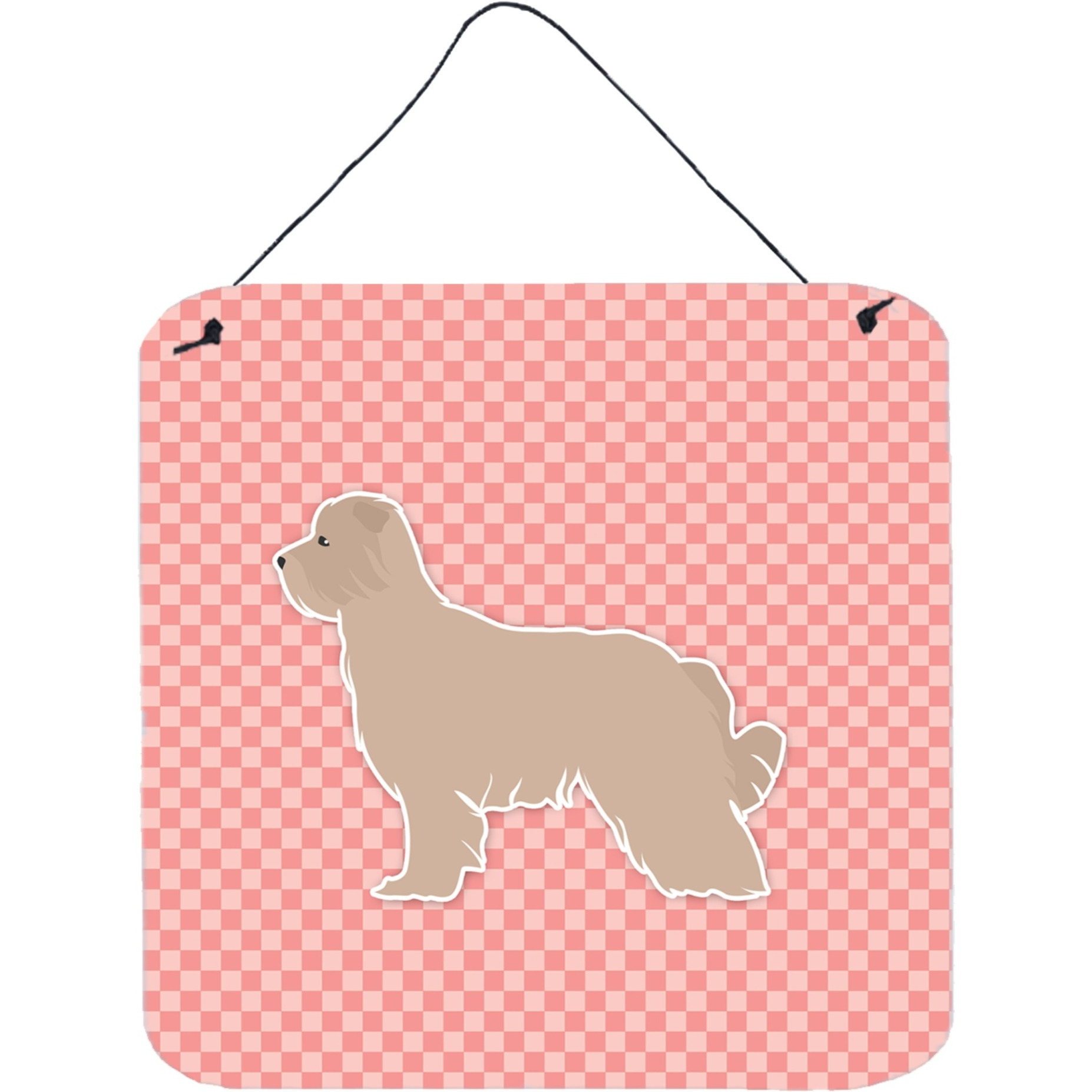 &quotCaroline's Treasures Pyrenean Shepherd Checkerboard Pink Wall or Door Hanging Prints BB3618DS66, 6"" x 6"", Multicolor"
