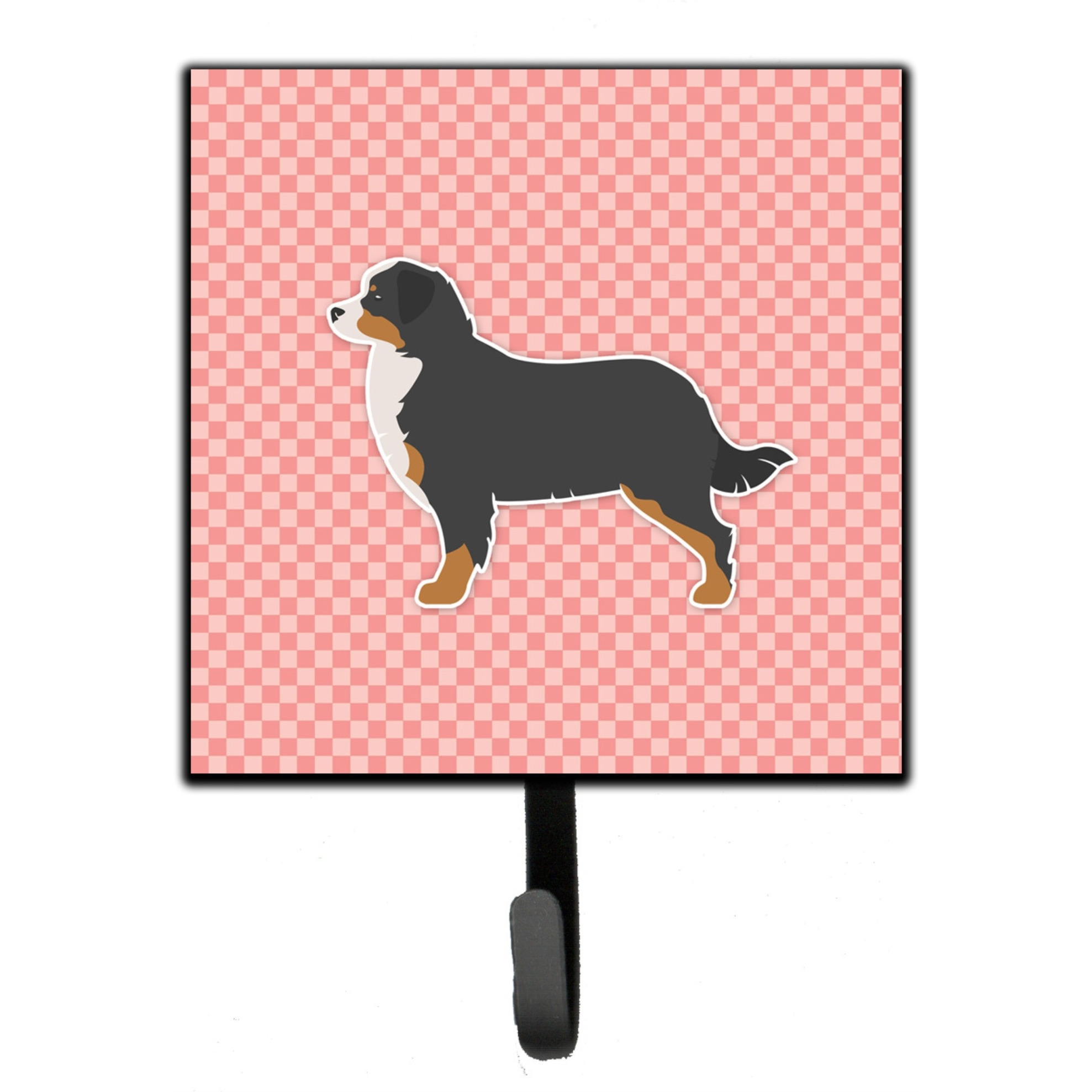 &quotCaroline's Treasures Bernese Mountain Dog Checkerboard Pink Leash or Key Holder BB3619SH4, Small, Multicolor"