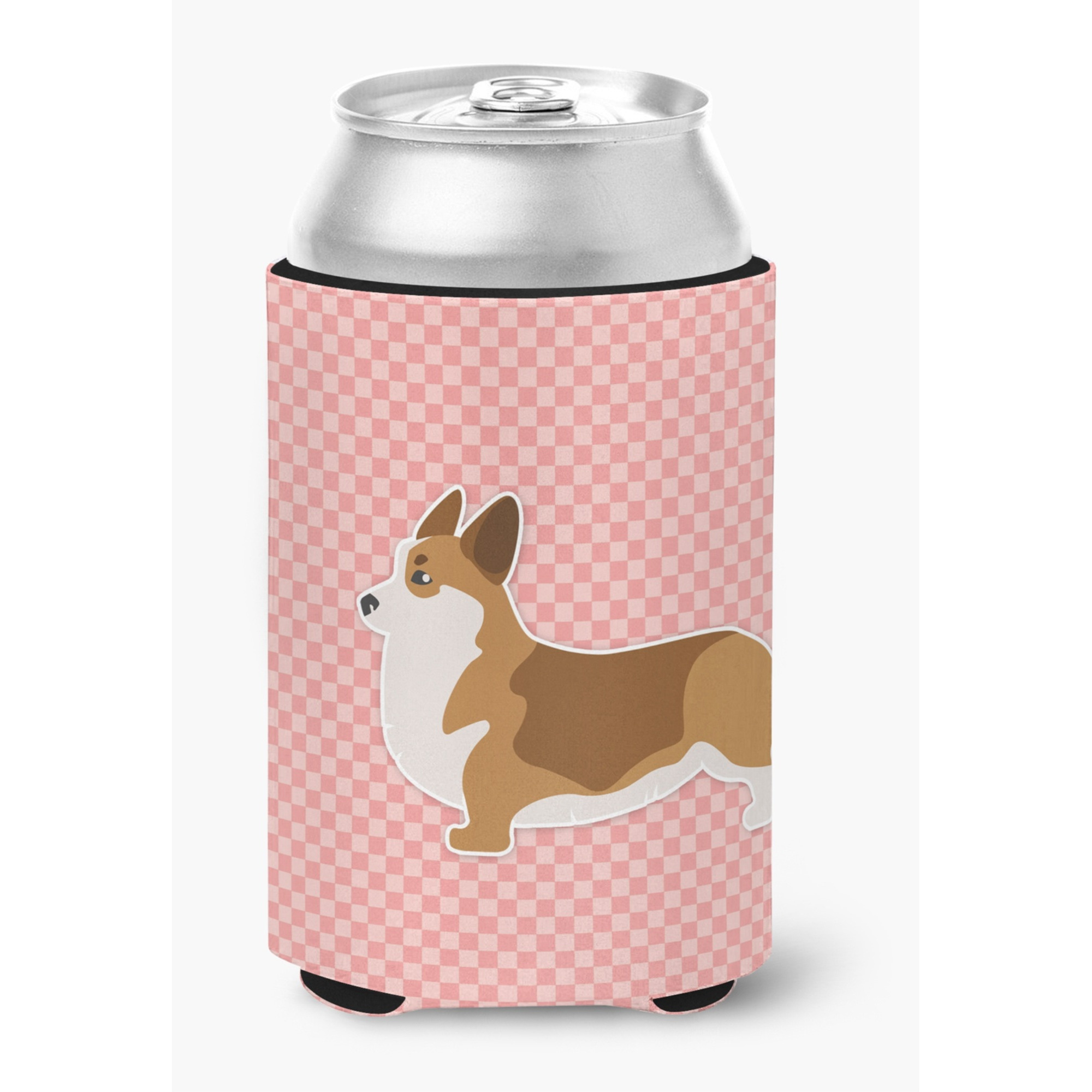 &quotCaroline's Treasures Corgi Checkerboard Pink Can or Bottle Hugger BB3620CC, Can Hugger, Multicolor"