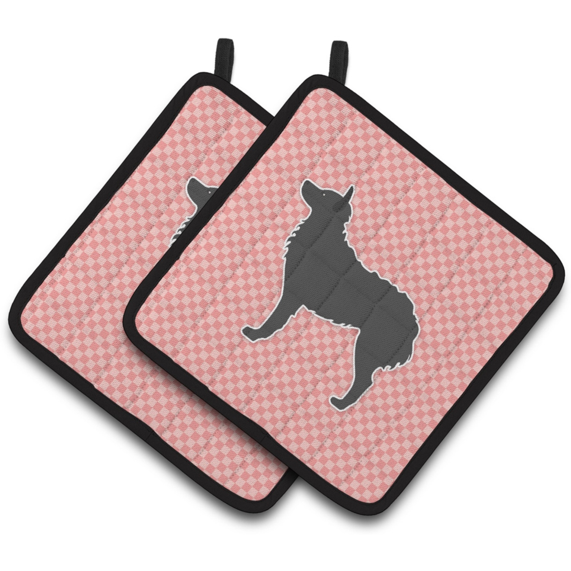 &quotCaroline's Treasures Croatian Sheepdog Checkerboard Pink Pair of Pot Holders BB3621PTHD, 7.5HX7.5W, Multicolor"