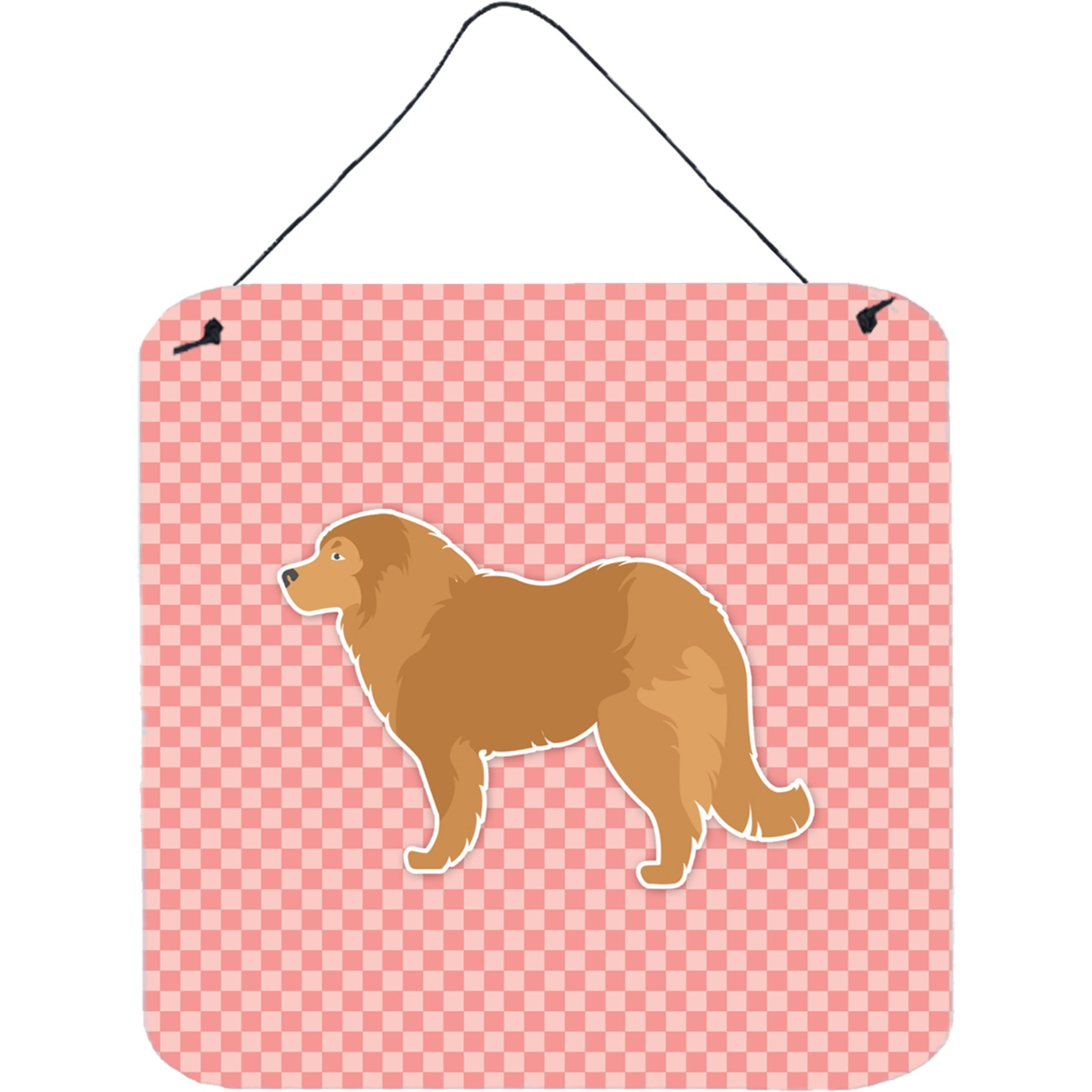 &quotCaroline's Treasures Caucasian Shepherd Dog Checkerboard Pink Wall or Door Hanging Prints BB3625DS66, 6"" x 6"", Multicolor"