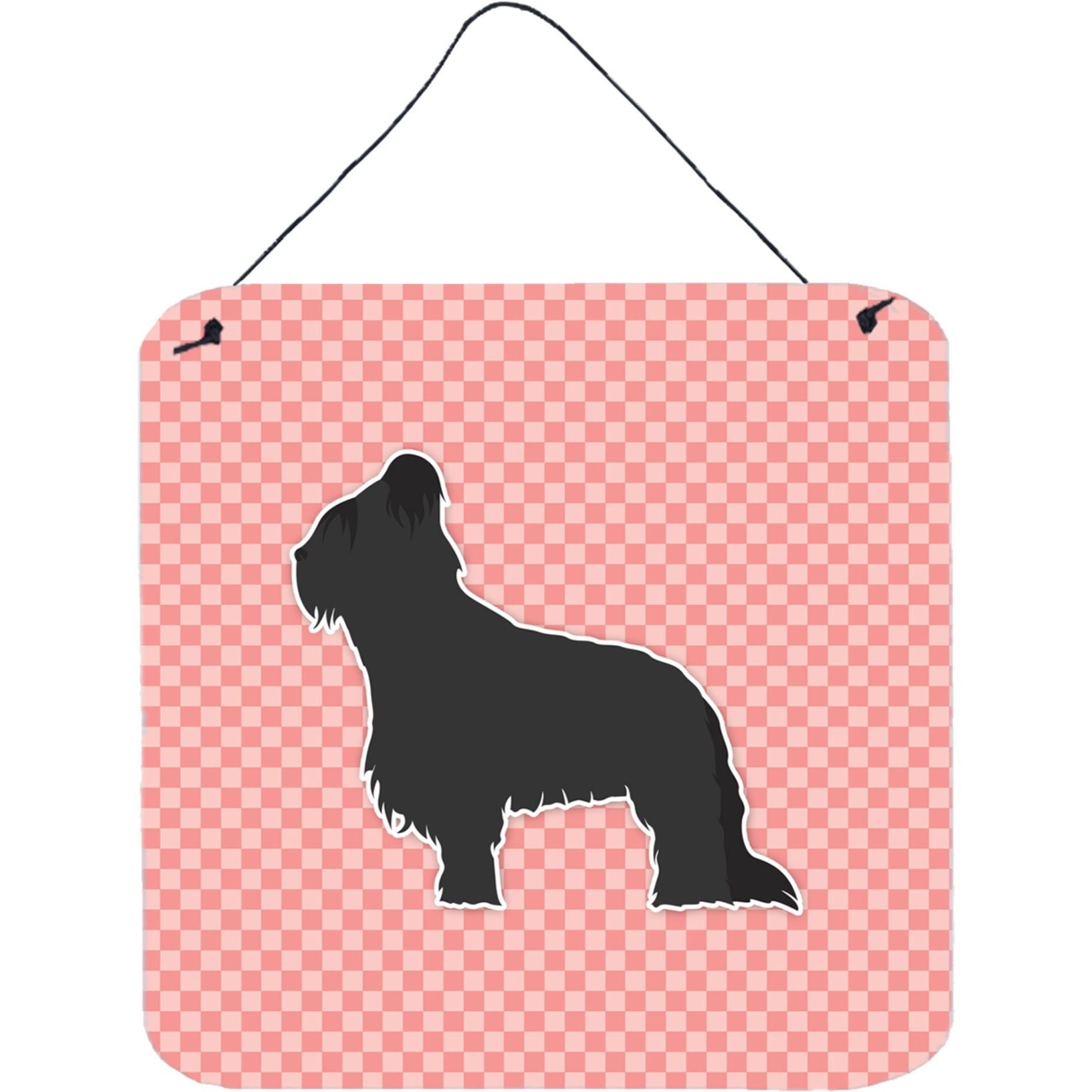 &quotCaroline's Treasures Briard Checkerboard Pink Wall or Door Hanging Prints BB3626DS66, 6"" x 6"", Multicolor"