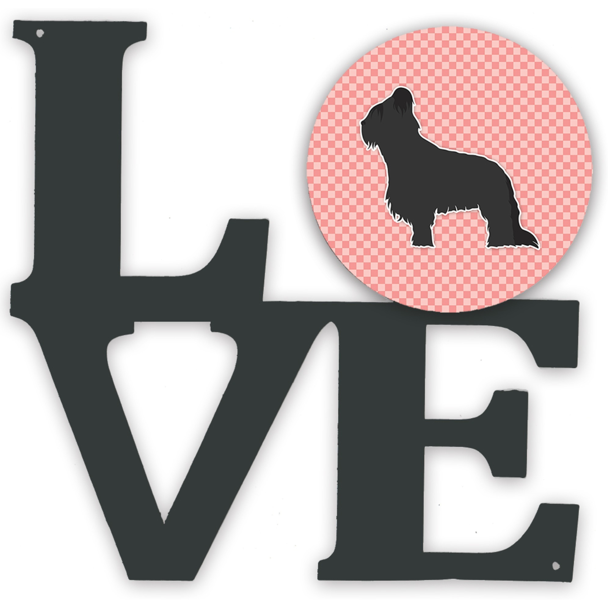 &quotCaroline's Treasures Briard Checkerboard Pink Metal Artwork Love wall-decor, Multicolor"