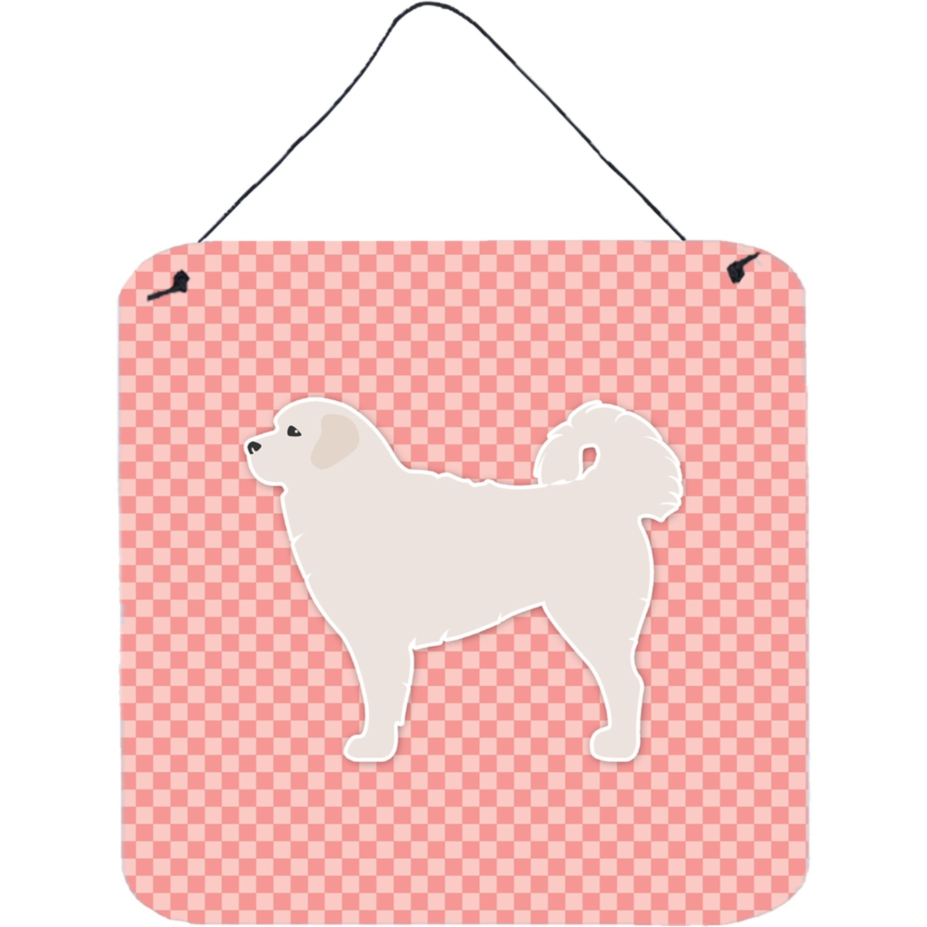 &quotCaroline's Treasures Polish Tatra Sheepdog Checkerboard Pink Wall or Door Hanging Prints BB3627DS66, 6"" x 6"", Multicolor"