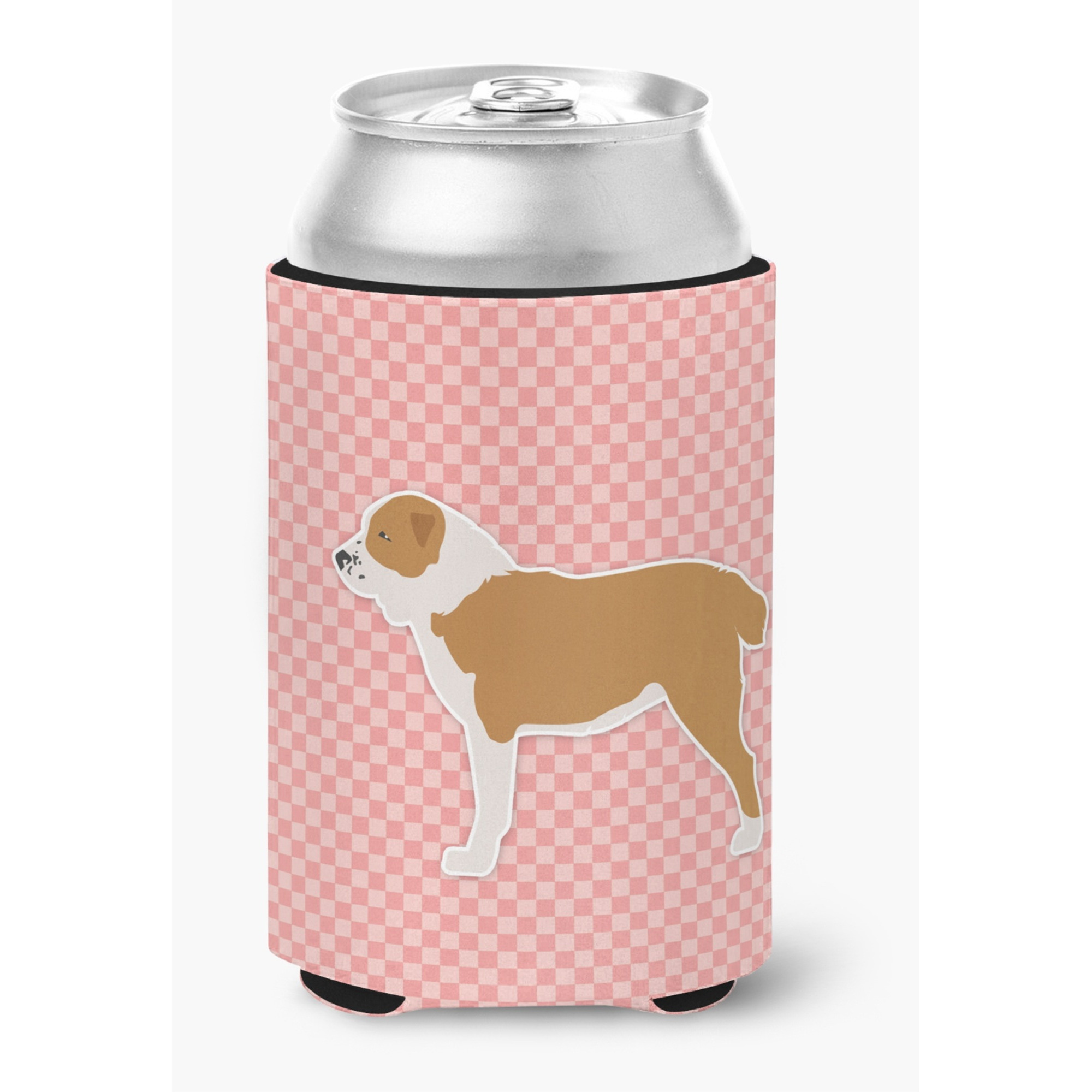 &quotCaroline's Treasures Central Asian Shepherd Dog Checkerboard Pink Can or Bottle Hugger BB3628CC, Can Hugger, Multicolor"