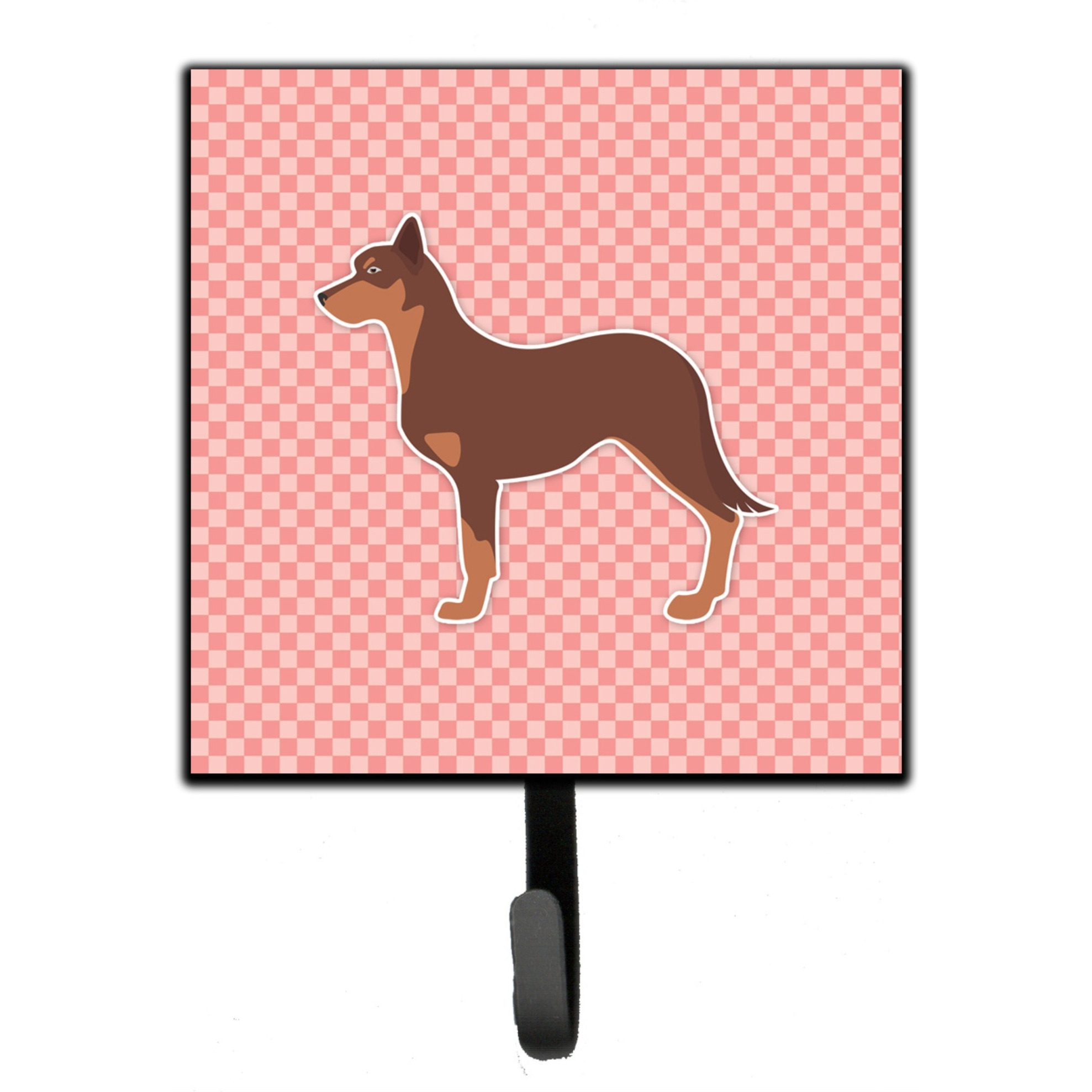 &quotCaroline's Treasures Australian Kelpie Dog Checkerboard Pink Leash or Key Holder BB3629SH4, Small, Multicolor"