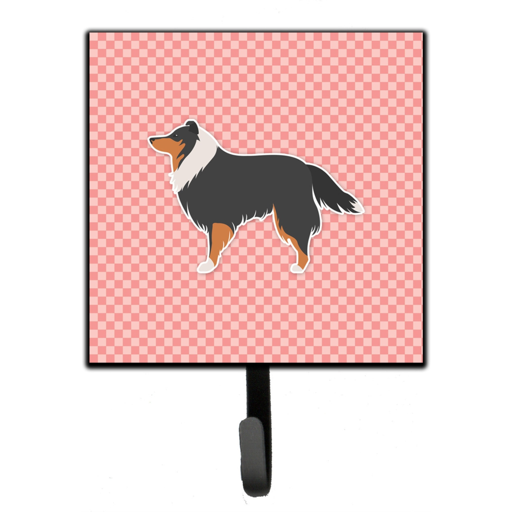 &quotCaroline's Treasures Sheltie/Shetland Sheepdog Checkerboard Pink Leash or Key Holder BB3630SH4, Small, Multicolor"