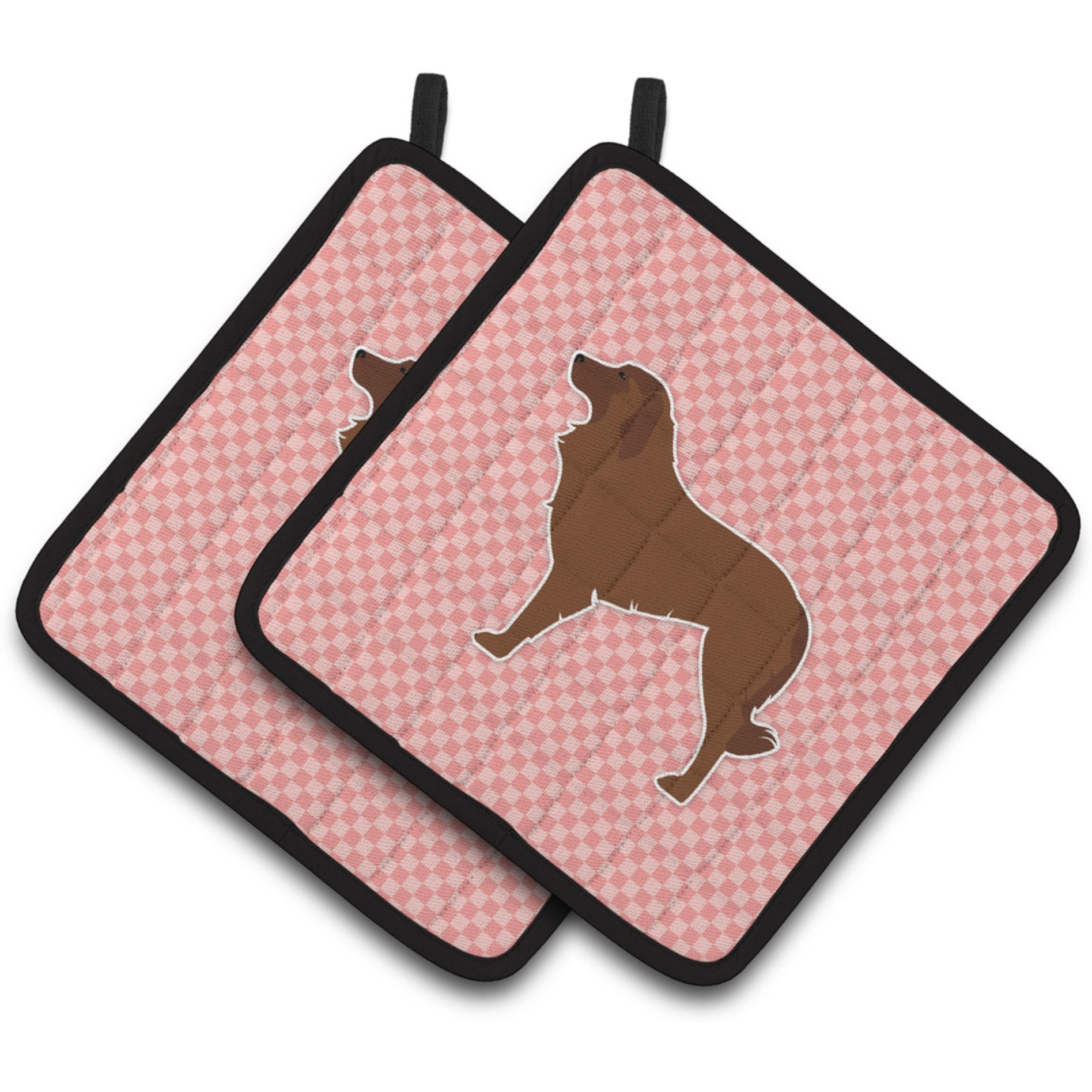 &quotCaroline's Treasures Portuguese Sheepdog Dog Checkerboard Pink Pair of Pot Holders BB3631PTHD, 7.5HX7.5W, Multicolor"