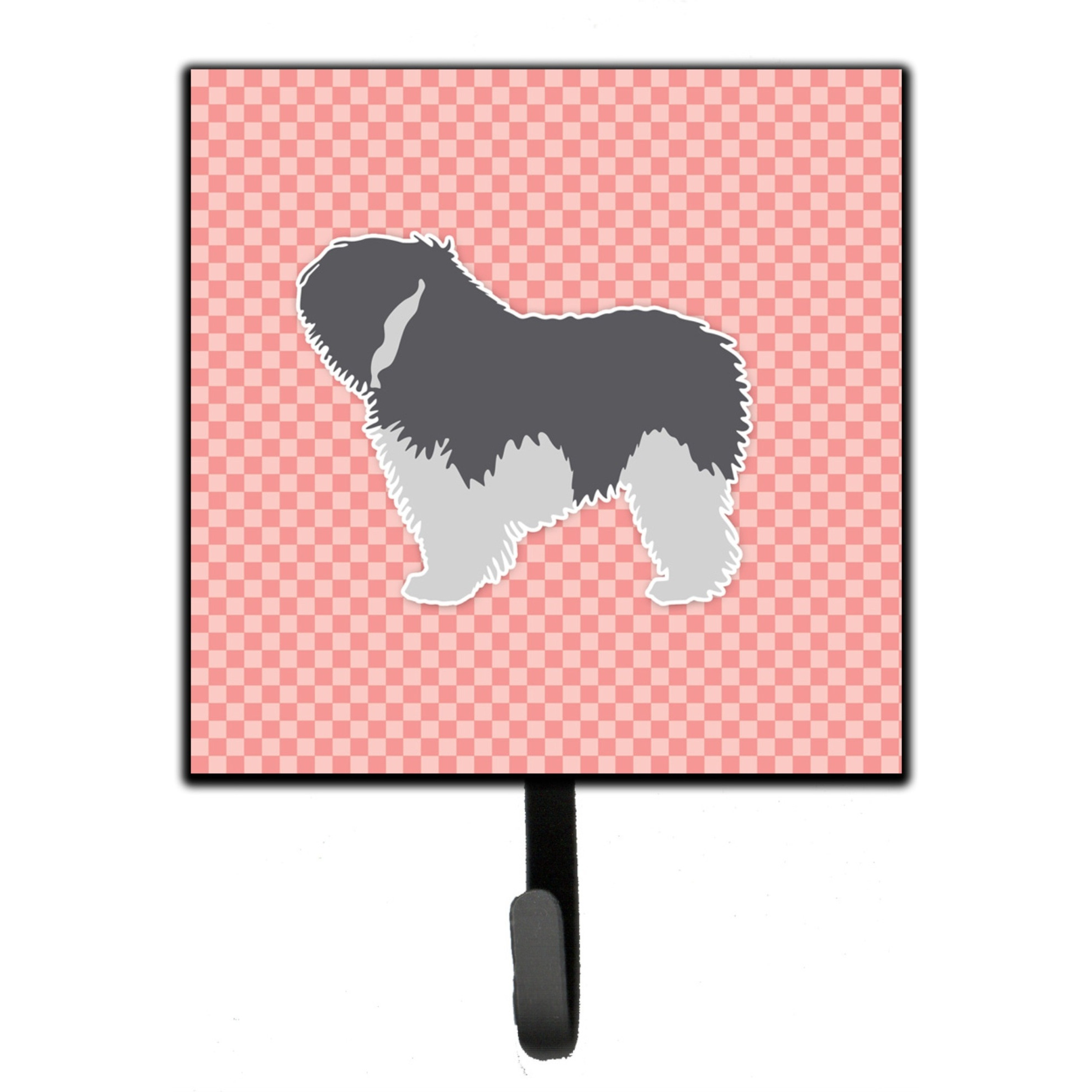&quotCaroline's Treasures Polish Lowland Sheepdog Dog Checkerboard Pink Leash or Key Holder BB3632SH4, Small, Multicolor"