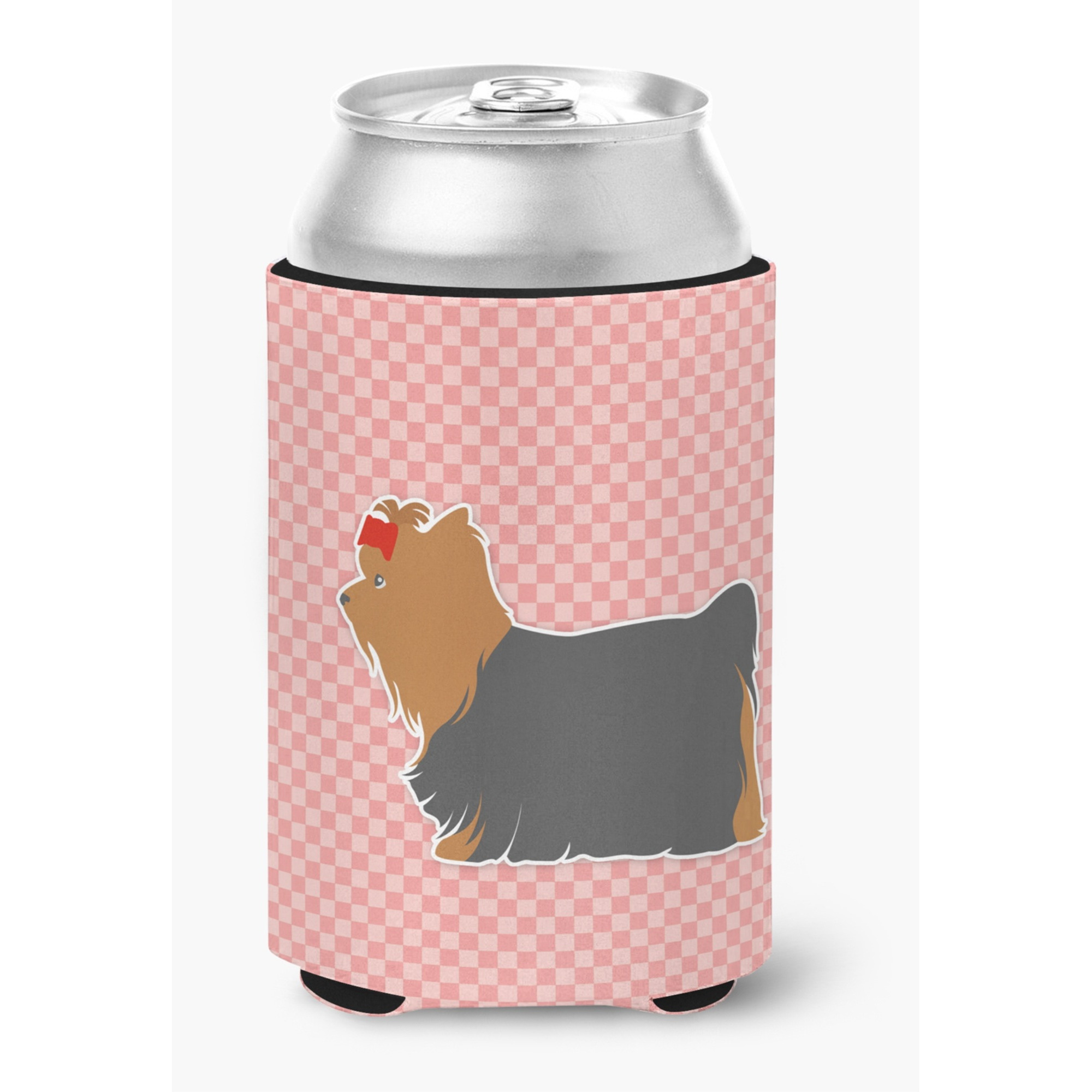 &quotCaroline's Treasures Yorkshire Terrier Yorkie Checkerboard Pink Can or Bottle Hugger BB3634CC, Can Hugger, Multicolor"