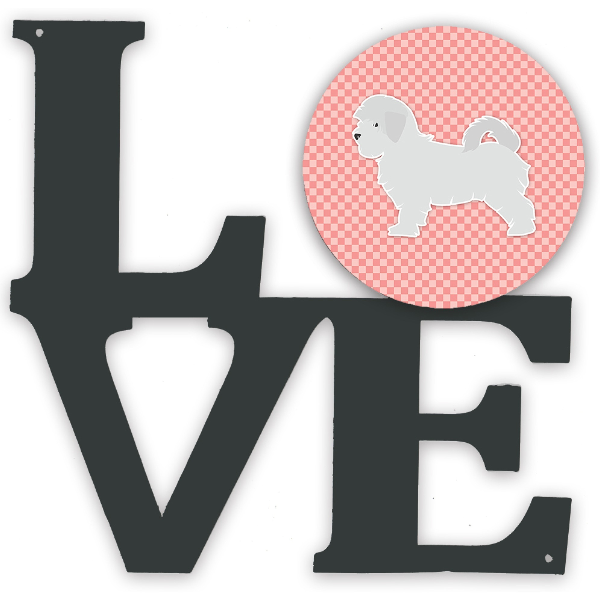 &quotCaroline's Treasures Maltese Checkerboard Pink Metal Artwork Love wall-decor, Multicolor"