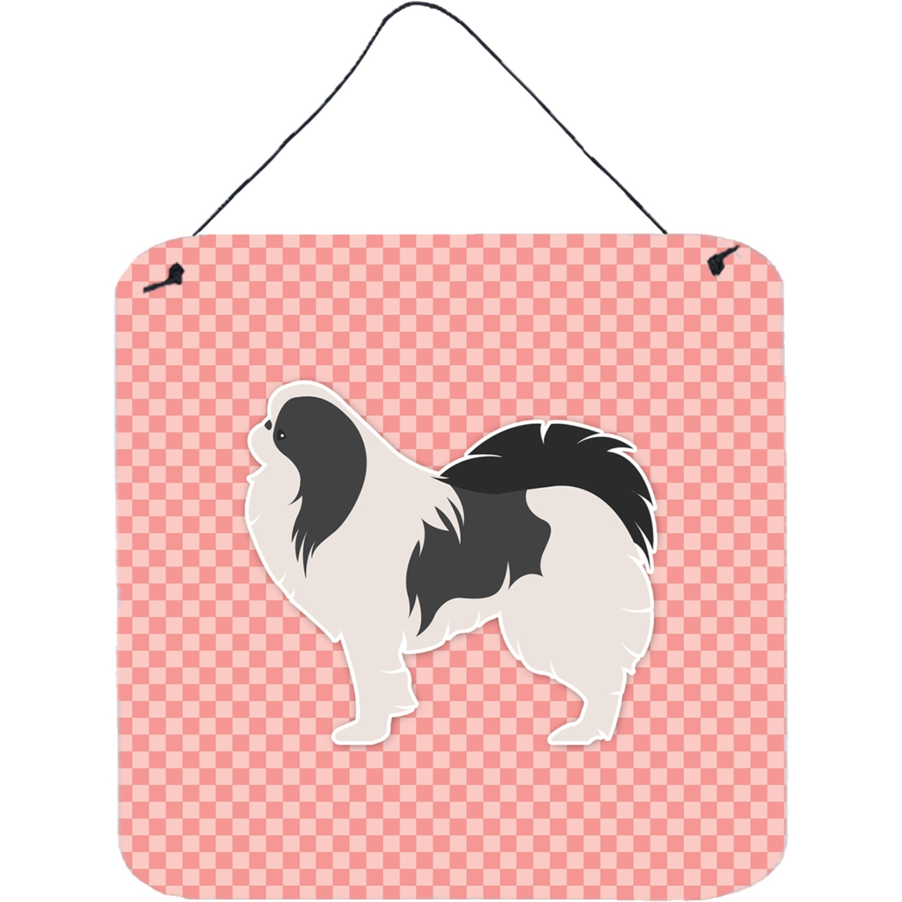 &quotCaroline's Treasures Japanese Chin Checkerboard Pink Wall or Door Hanging Prints BB3637DS66, 6"" x 6"", Multicolor"