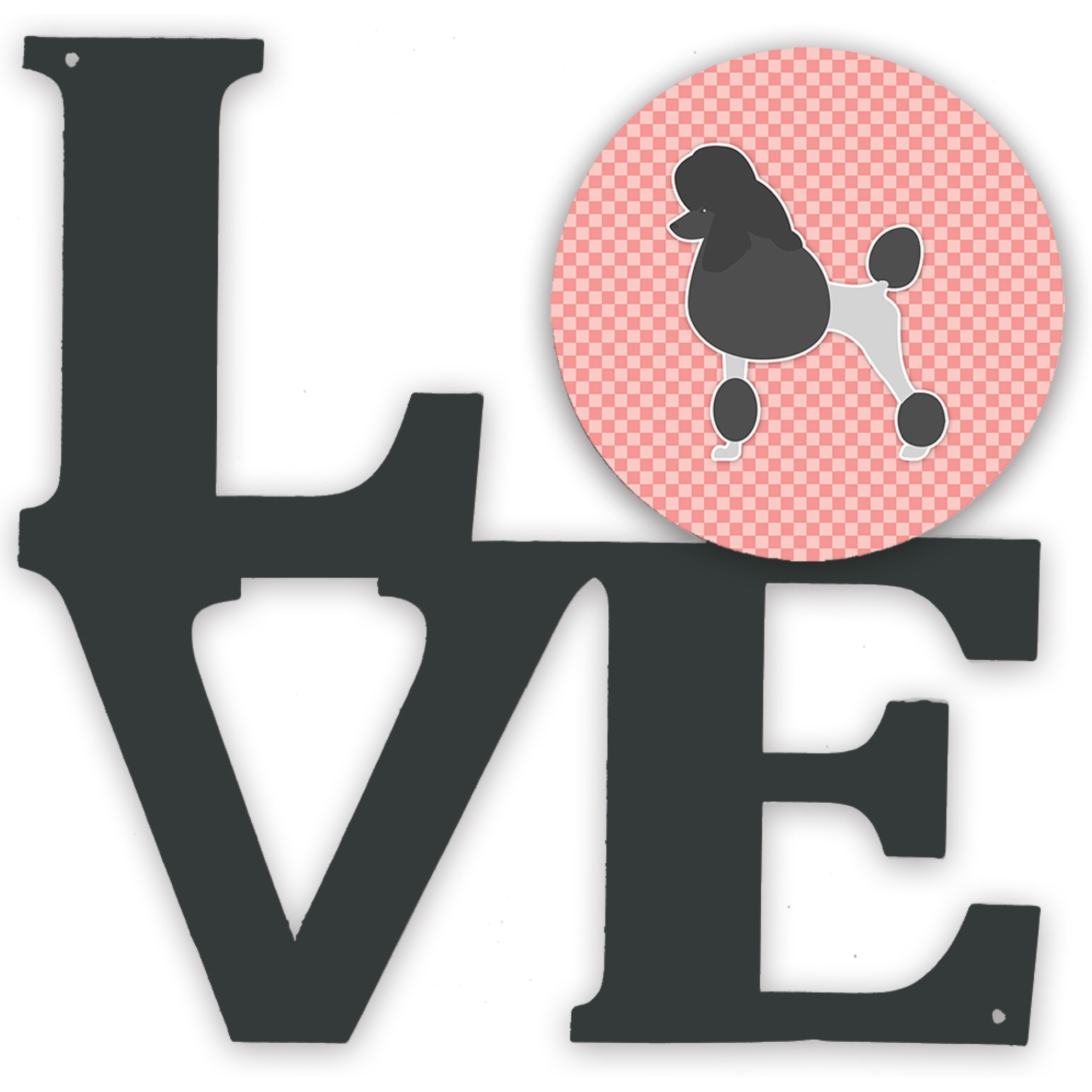 &quotCaroline's Treasures Poodle Checkerboard Pink Metal Artwork Love wall-decor, Multicolor"