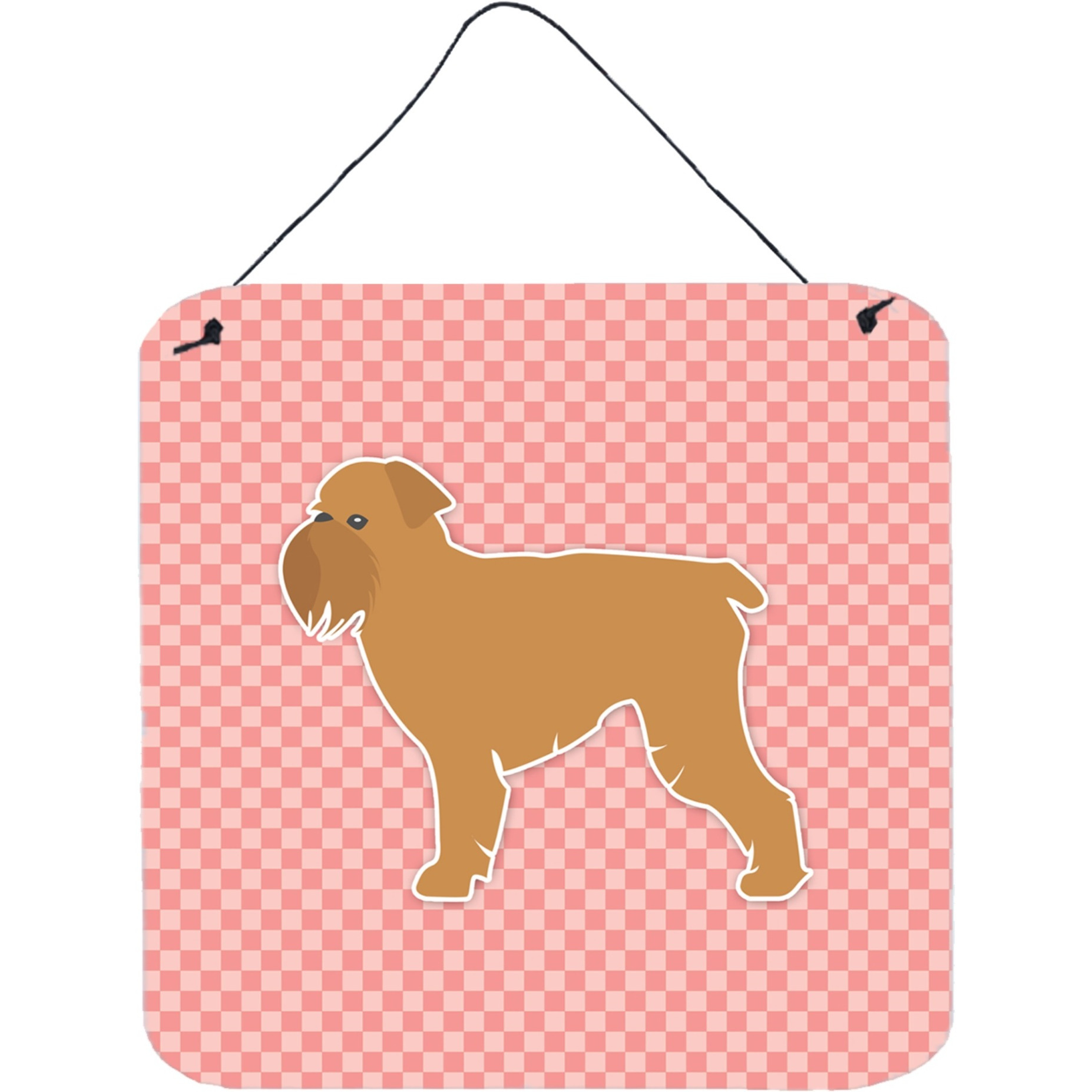 &quotCaroline's Treasures Brussels Griffon Checkerboard Pink Wall or Door Hanging Prints BB3640DS66, 6"" x 6"", Multicolor"