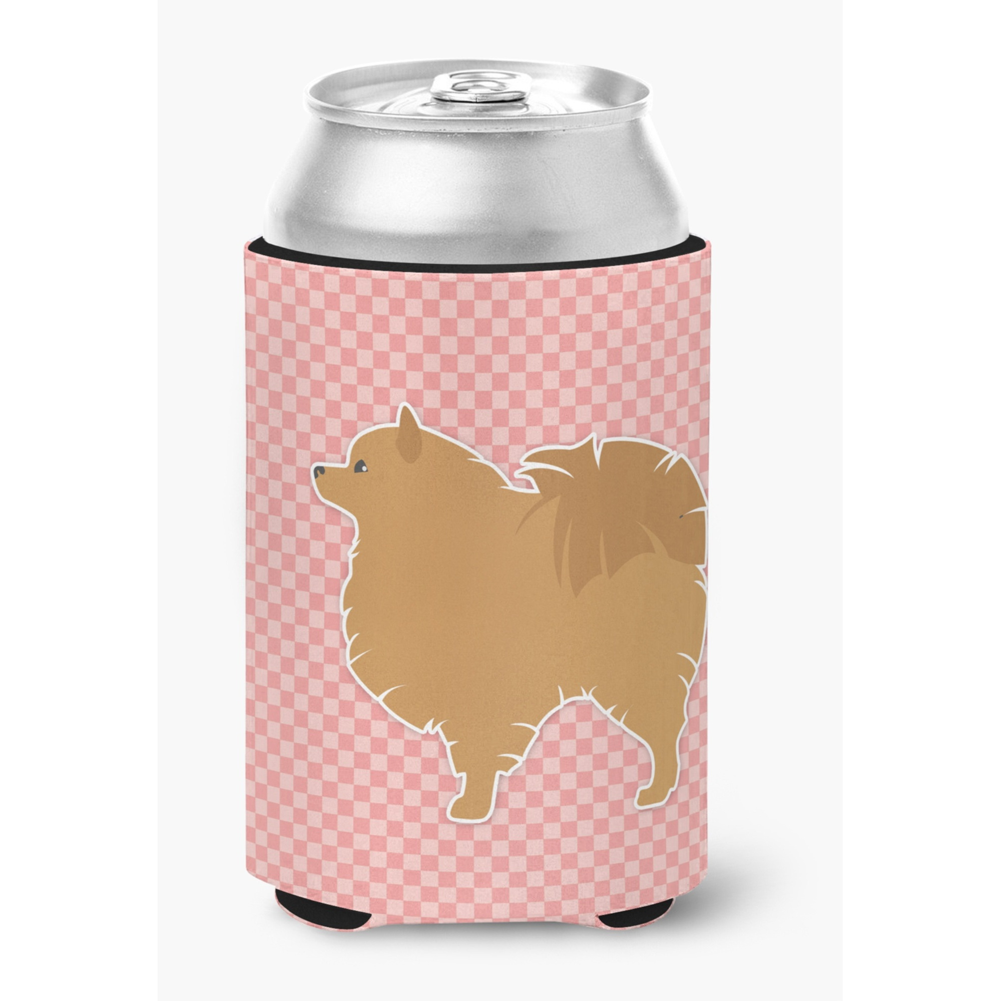 &quotCaroline's Treasures Pomeranian Checkerboard Pink Can or Bottle Hugger BB3642CC, Can Hugger, Multicolor"