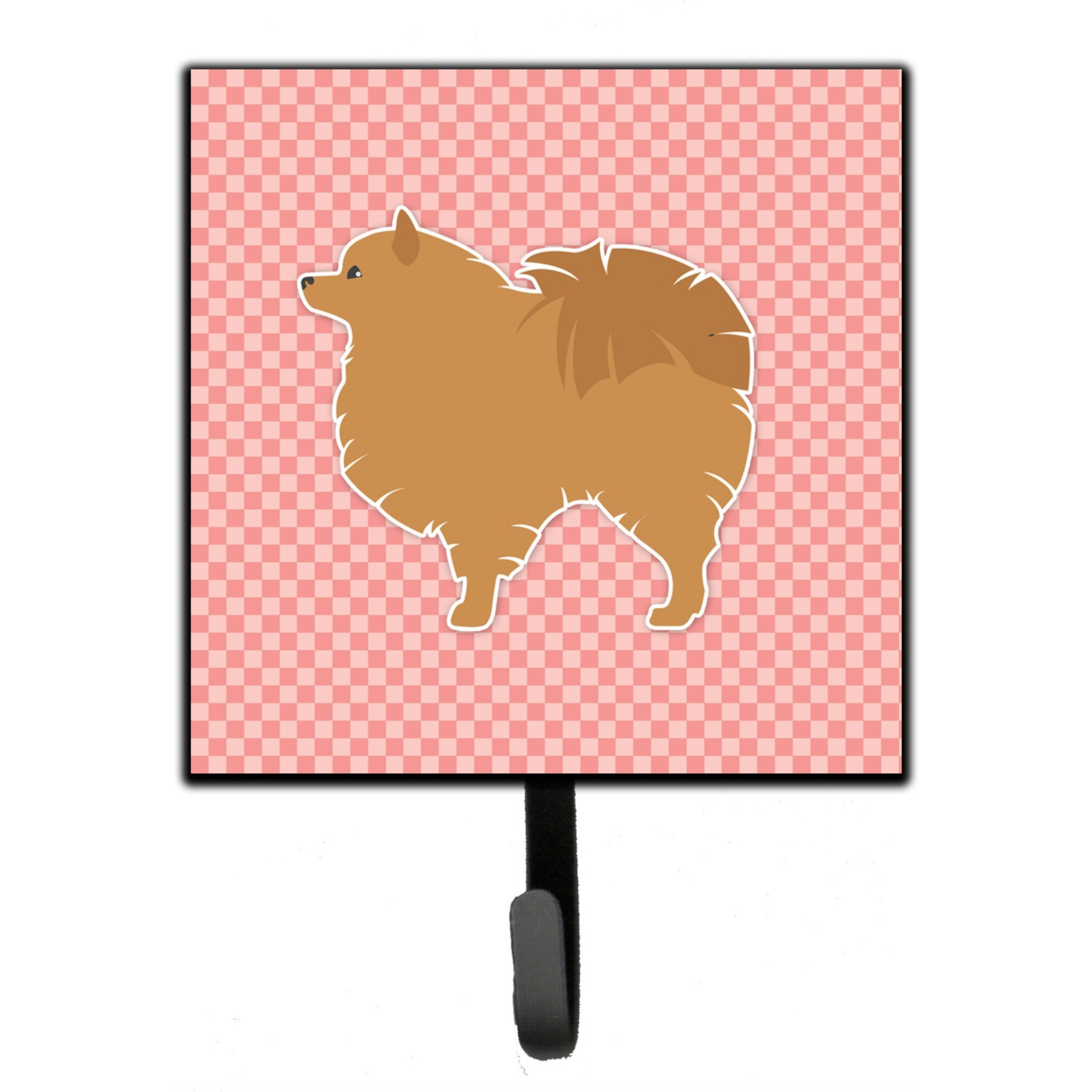 &quotCaroline's Treasures Pomeranian Checkerboard Pink Leash or Key Holder BB3642SH4, Small, Multicolor"