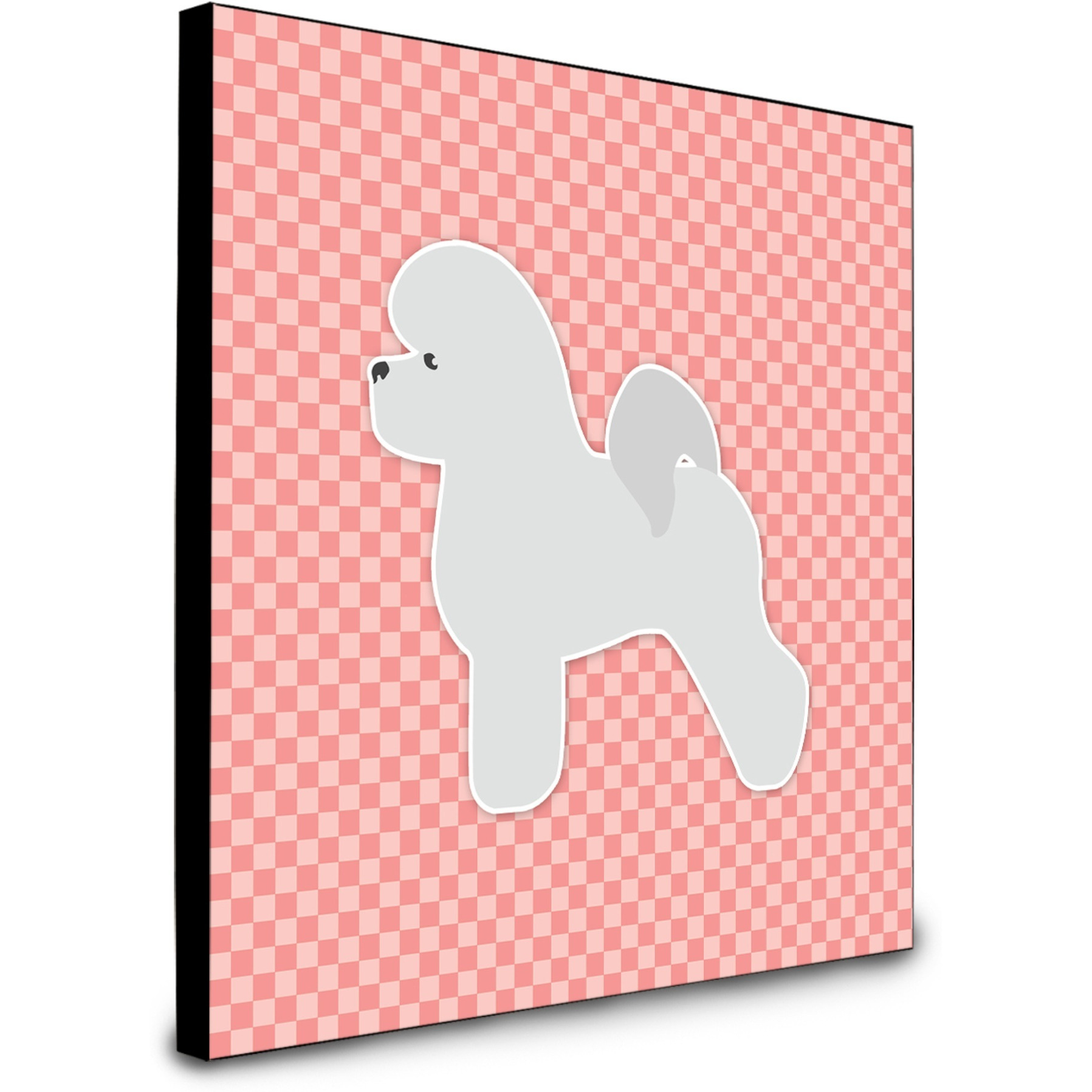 &quotCaroline's Treasures Bichon Frise Checkerboard Pink Artwork Panel wall-decor, Multicolor"