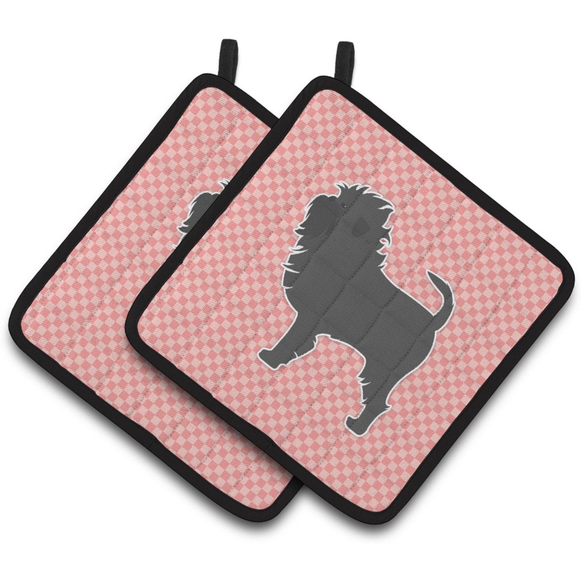 &quotCaroline's Treasures Affenpinscher Checkerboard Pink Pair of Pot Holders BB3648PTHD, 7.5HX7.5W, Multicolor"