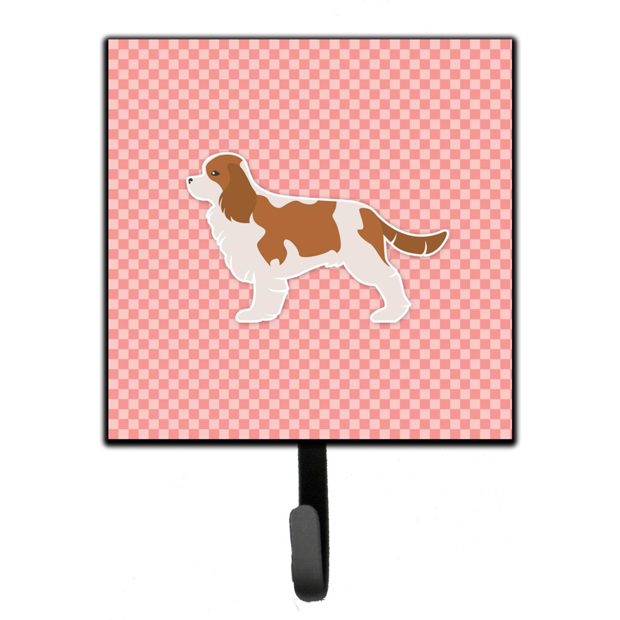 &quotCaroline's Treasures Cavalier King Charles Spaniel Checkerboard Pink Leash or Key Holder BB3649SH4, Small, Multicolor"