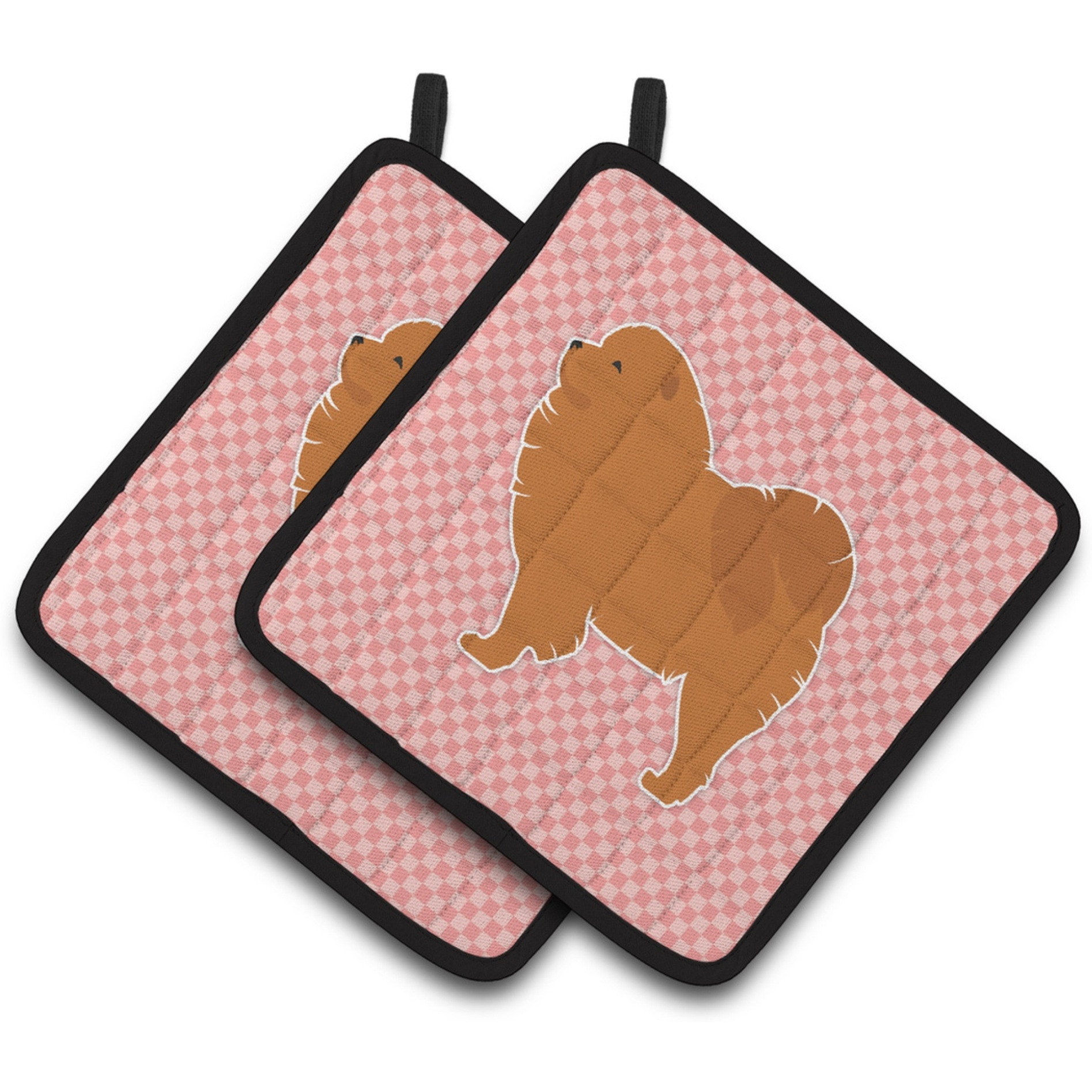 &quotCaroline's Treasures Chow Checkerboard Pink Pair of Pot Holders BB3651PTHD, 7.5HX7.5W, Multicolor"