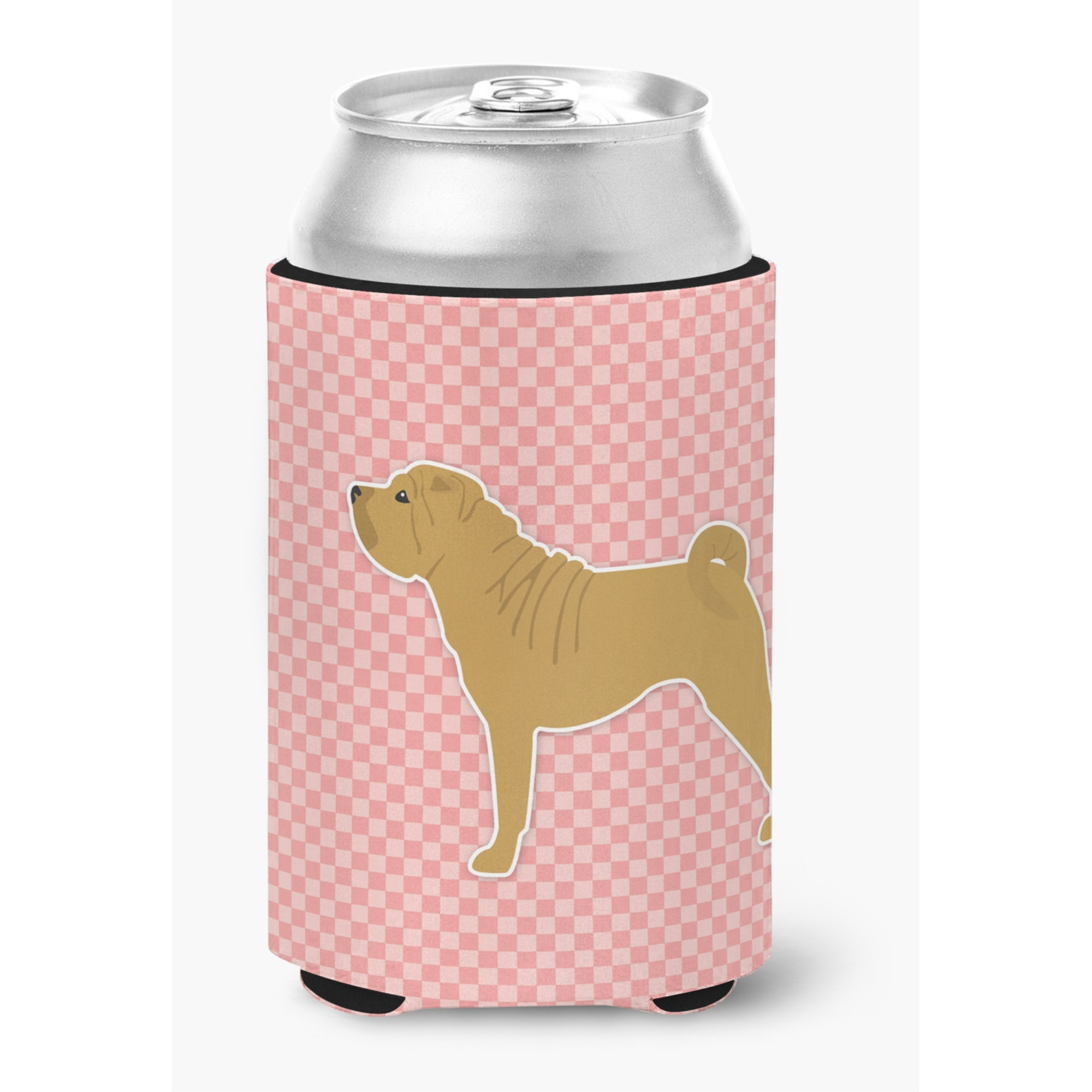 &quotCaroline's Treasures Shar Pei Merry Checkerboard Pink Can or Bottle Hugger BB3652CC, Can Hugger, Multicolor"