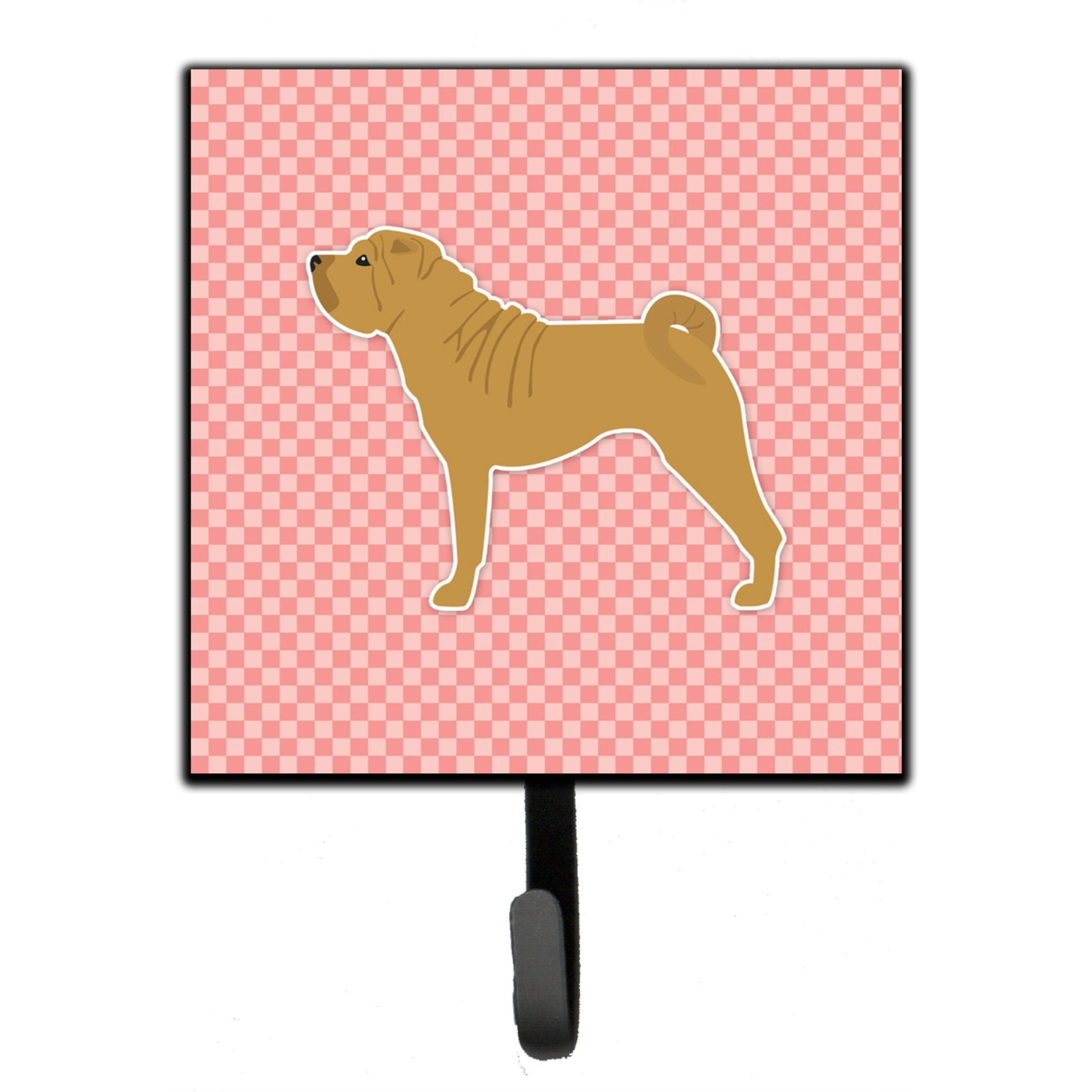 &quotCaroline's Treasures Shar Pei Merry Checkerboard Pink Leash or Key Holder BB3652SH4, Small, Multicolor"
