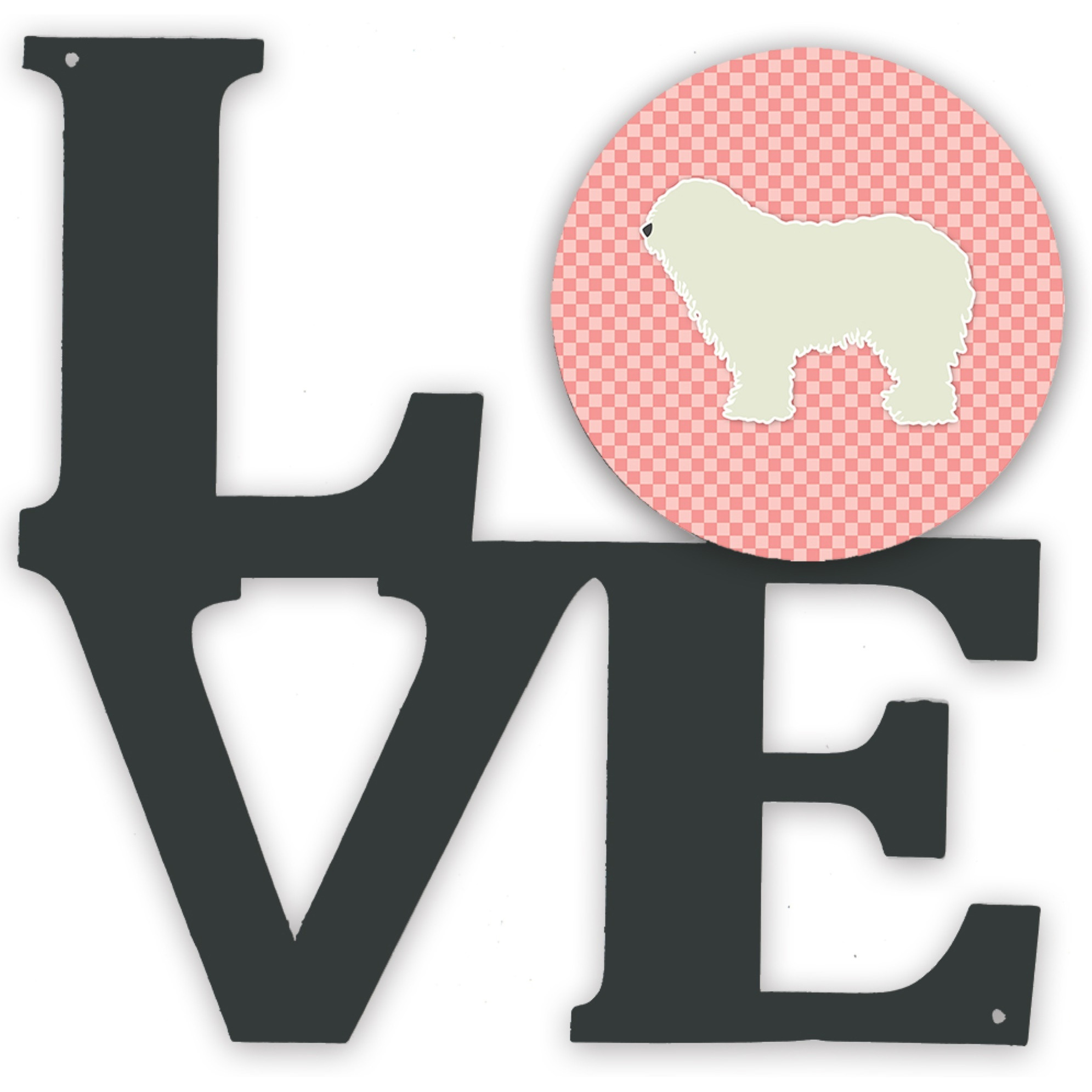 &quotCaroline's Treasures Komondor Checkerboard Pink Metal Artwork Love wall-decor, Multicolor"
