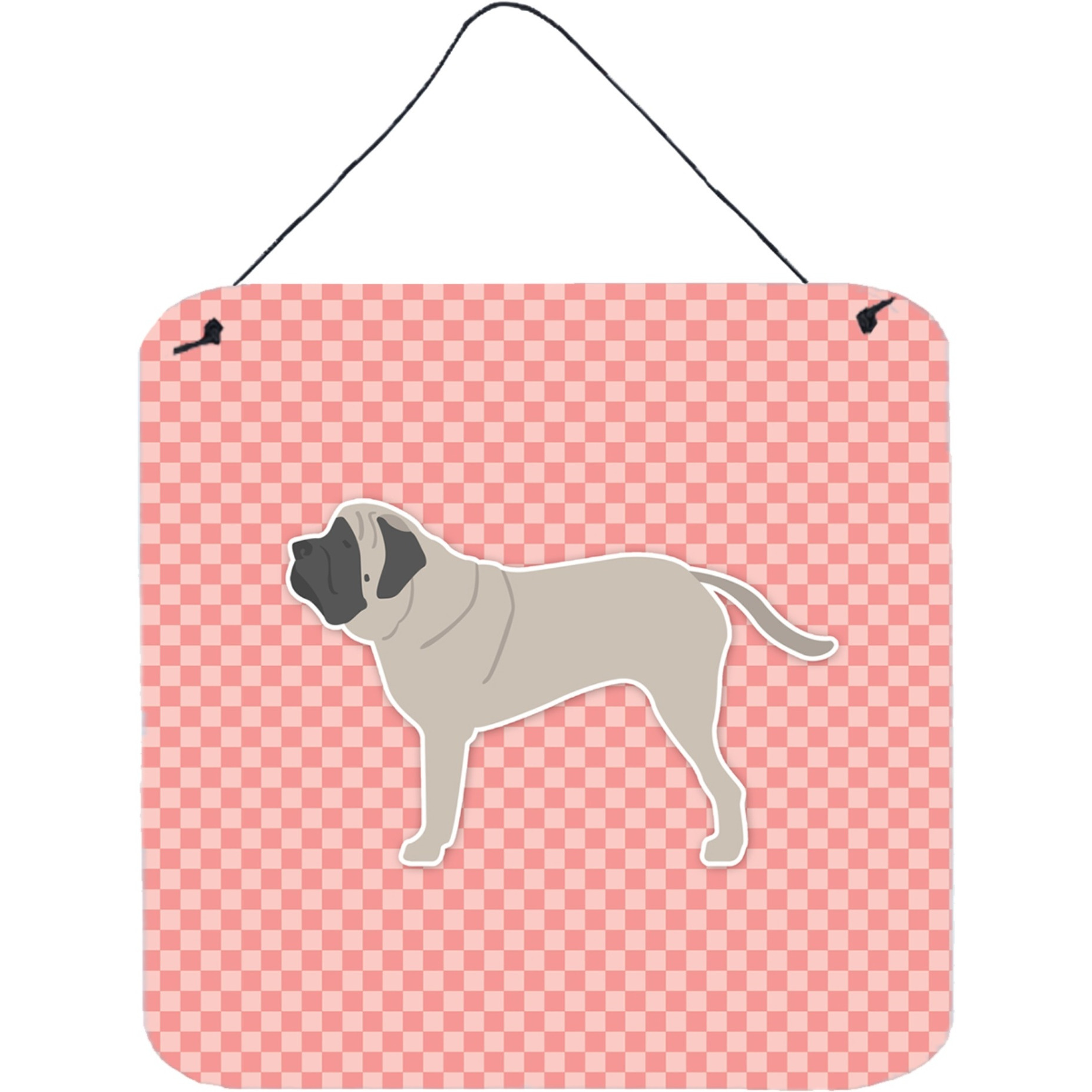 &quotCaroline's Treasures English Mastiff Checkerboard Pink Wall or Door Hanging Prints BB3656DS66, 6"" x 6"", Multicolor"