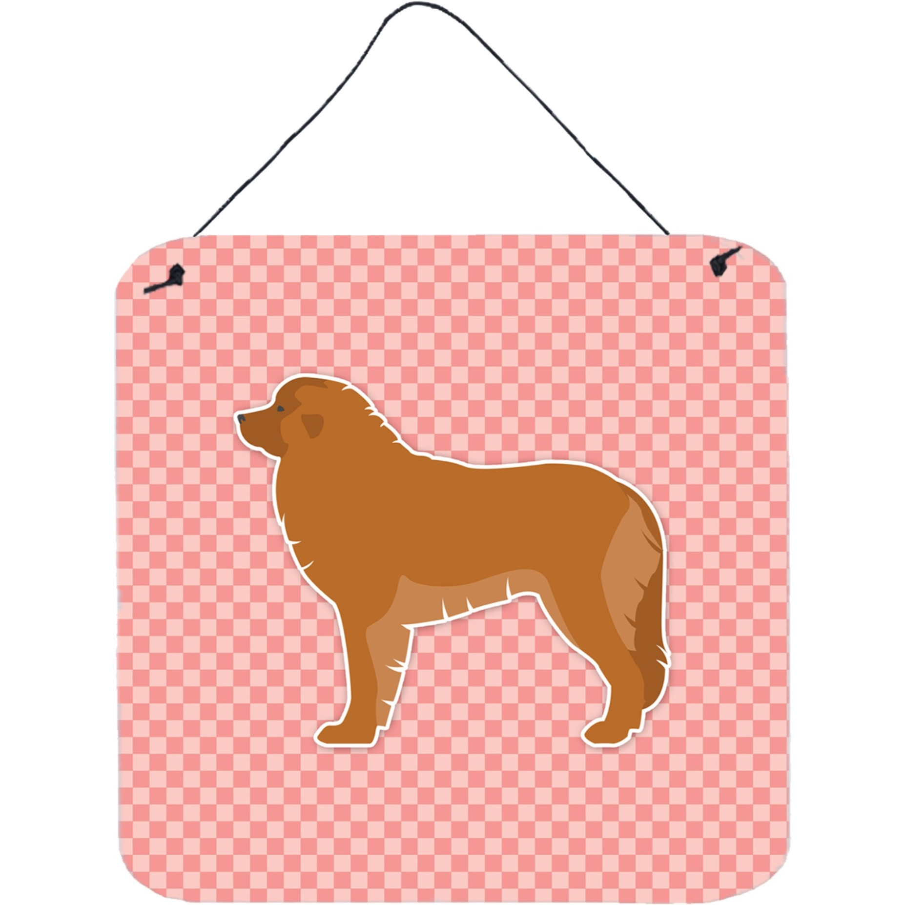 &quotCaroline's Treasures Leonberger Checkerboard Pink Wall or Door Hanging Prints BB3658DS66, 6"" x 6"", Multicolor"