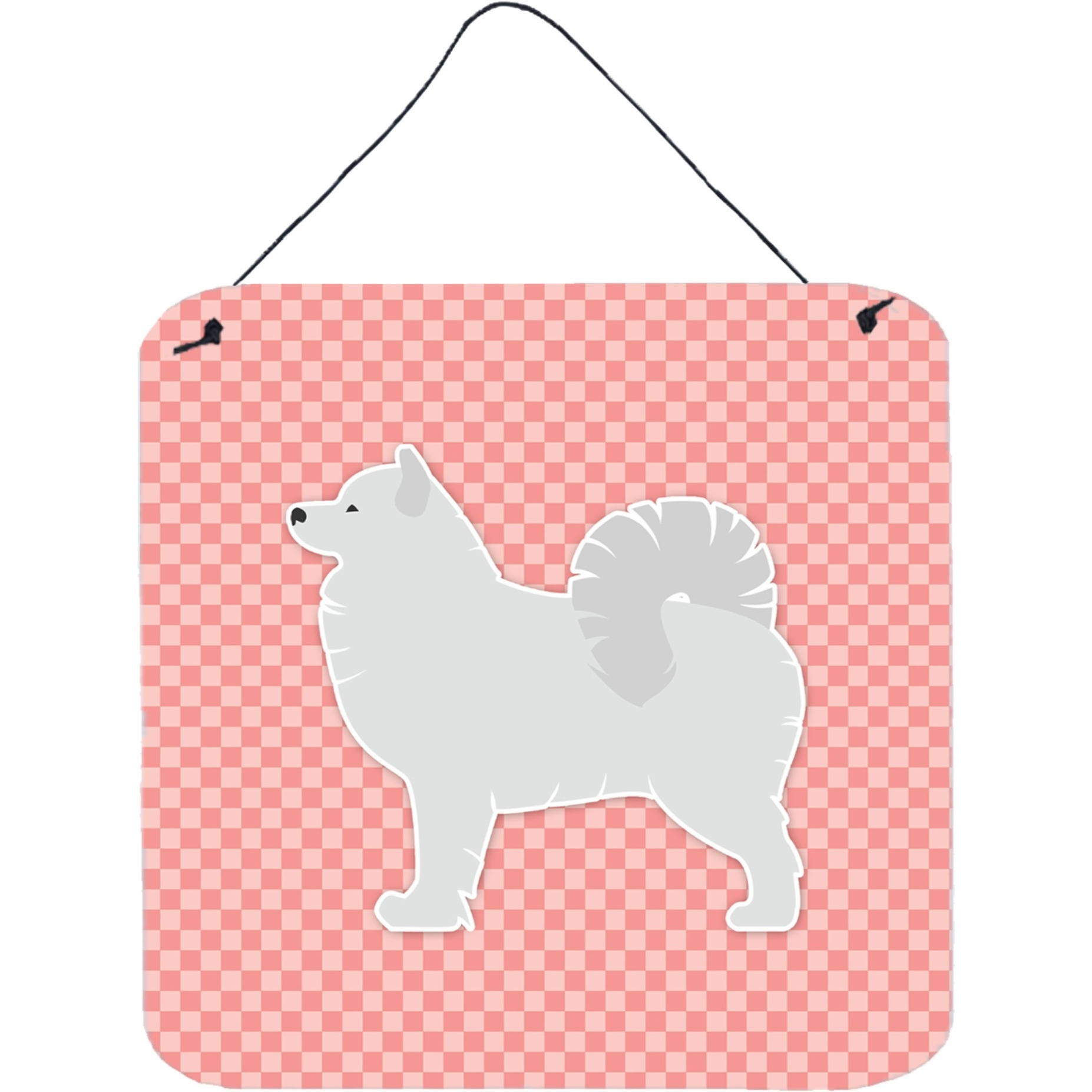 &quotCaroline's Treasures Samoyed Checkerboard Pink Wall or Door Hanging Prints BB3659DS66, 6"" x 6"", Multicolor"