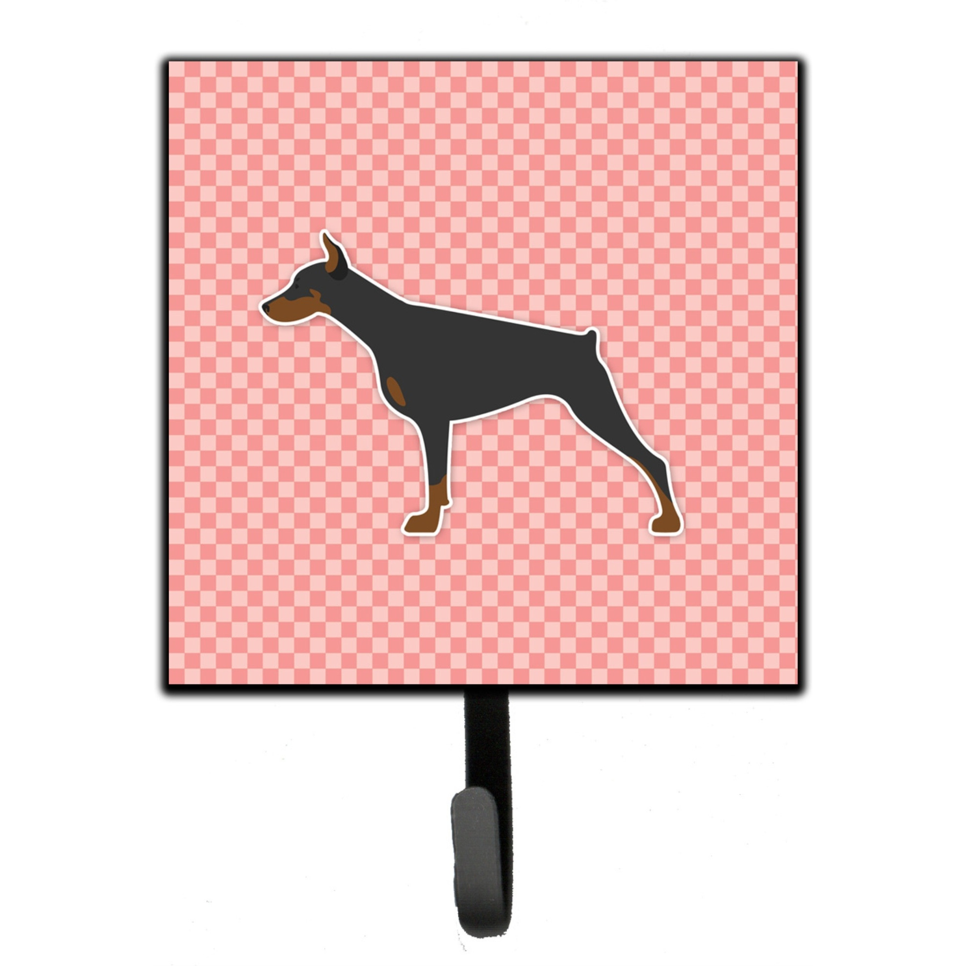 &quotCaroline's Treasures Doberman Pinscher Checkerboard Pink Leash or Key Holder BB3660SH4, Small, Multicolor"