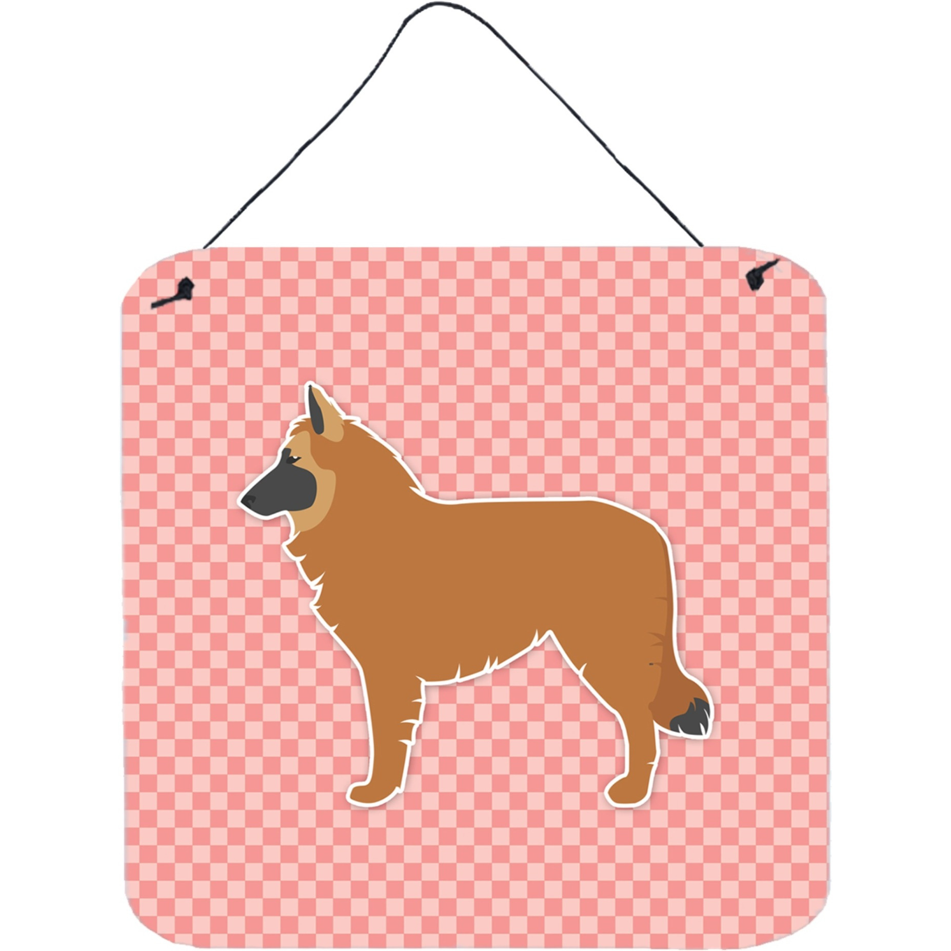 &quotCaroline's Treasures Belgian Shepherd Checkerboard Pink Wall or Door Hanging Prints BB3661DS66, 6"" x 6"", Multicolor"
