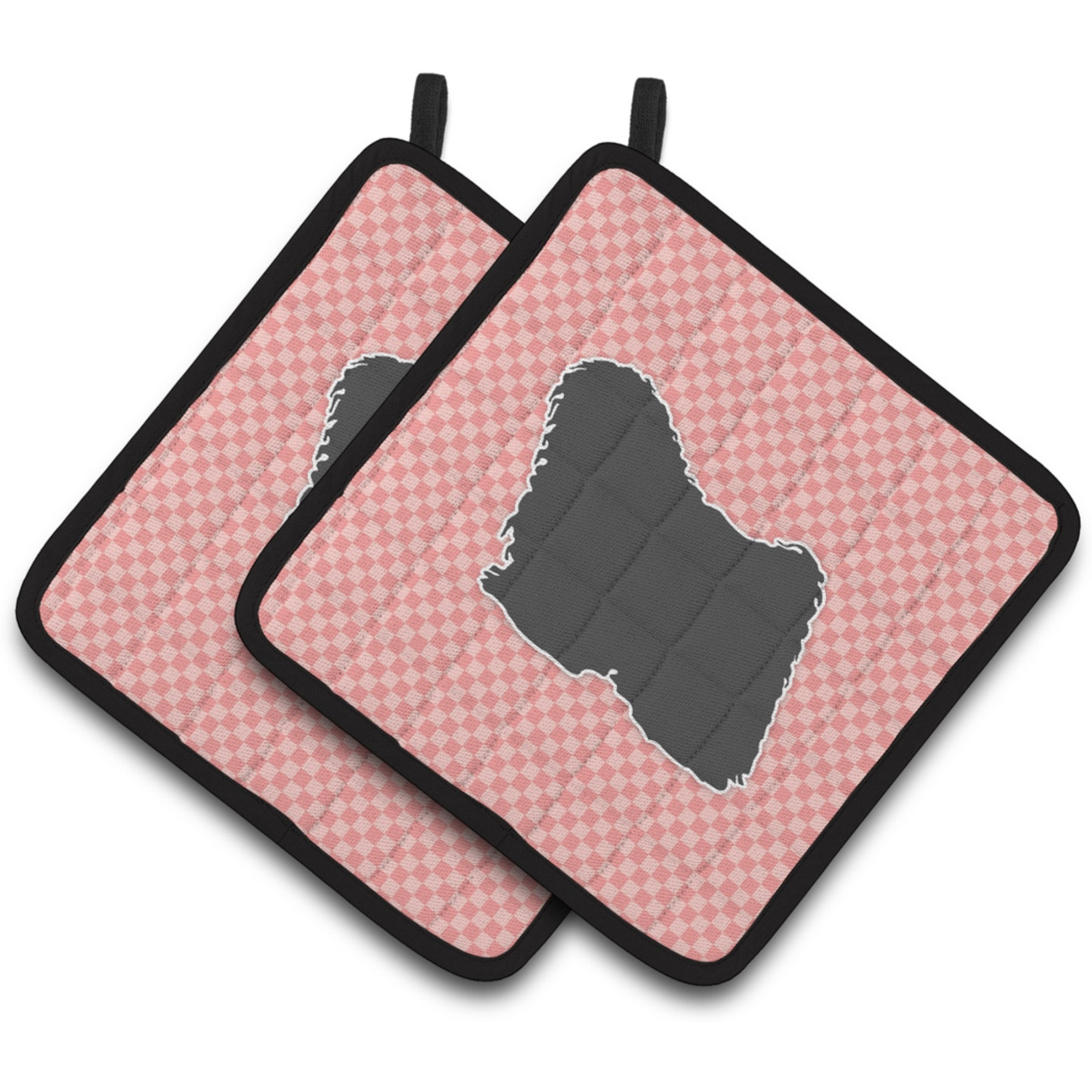 &quotCaroline's Treasures Puli Checkerboard Pink Pair of Pot Holders BB3663PTHD, 7.5HX7.5W, Multicolor"