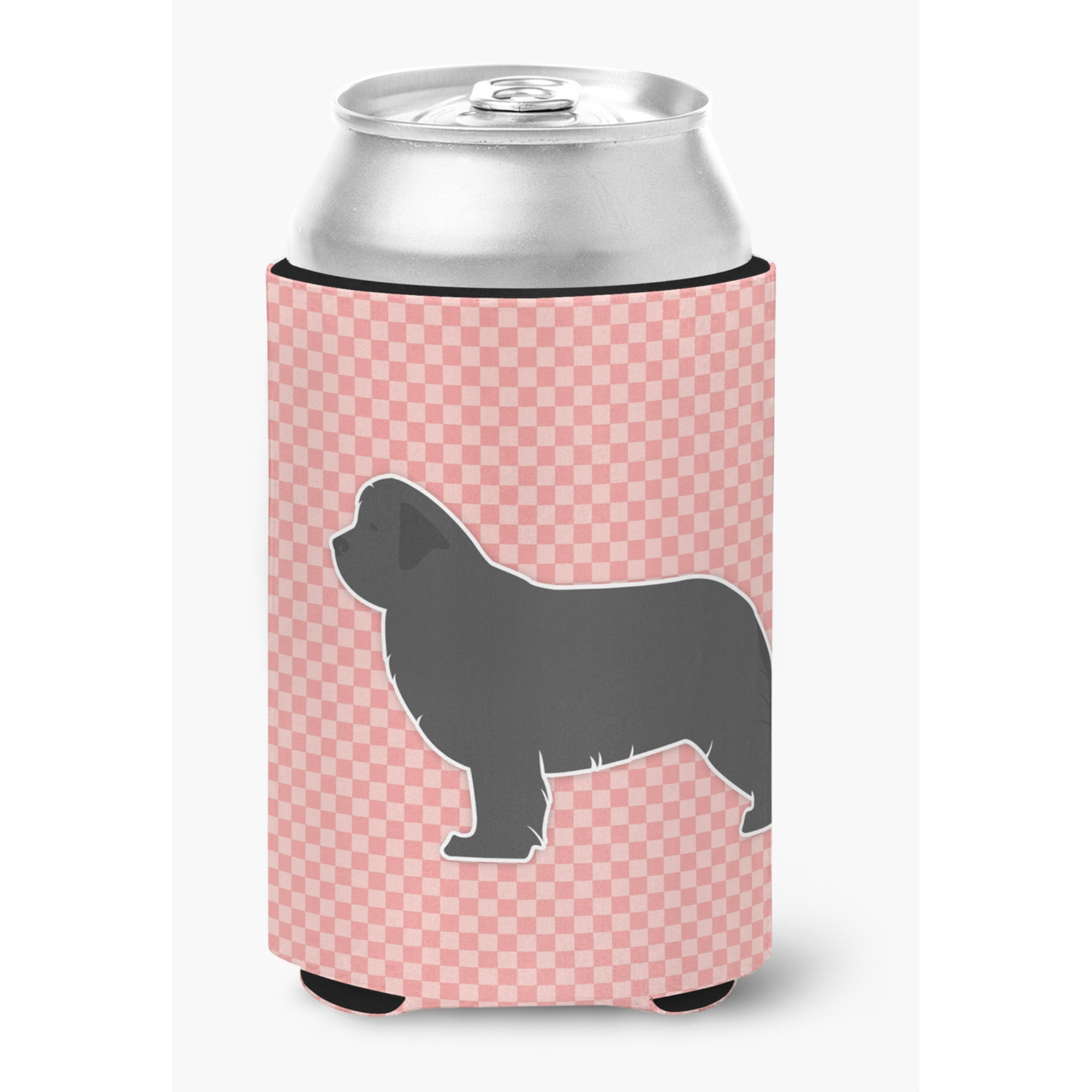 &quotCaroline's Treasures Newfoundland Checkerboard Pink Can or Bottle Hugger BB3664CC, Can Hugger, Multicolor"