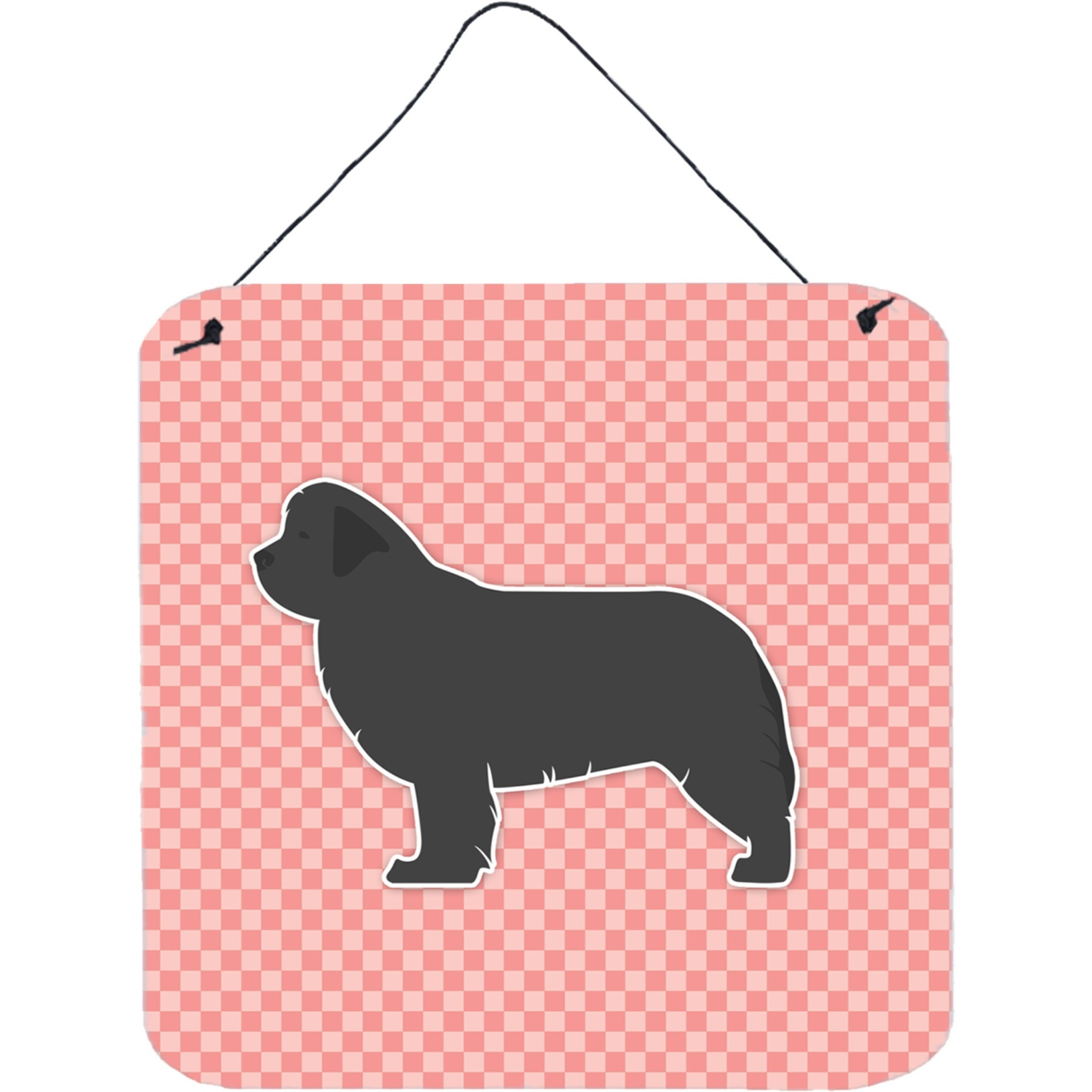 &quotCaroline's Treasures Newfoundland Checkerboard Pink Wall or Door Hanging Prints BB3664DS66, 6"" x 6"", Multicolor"