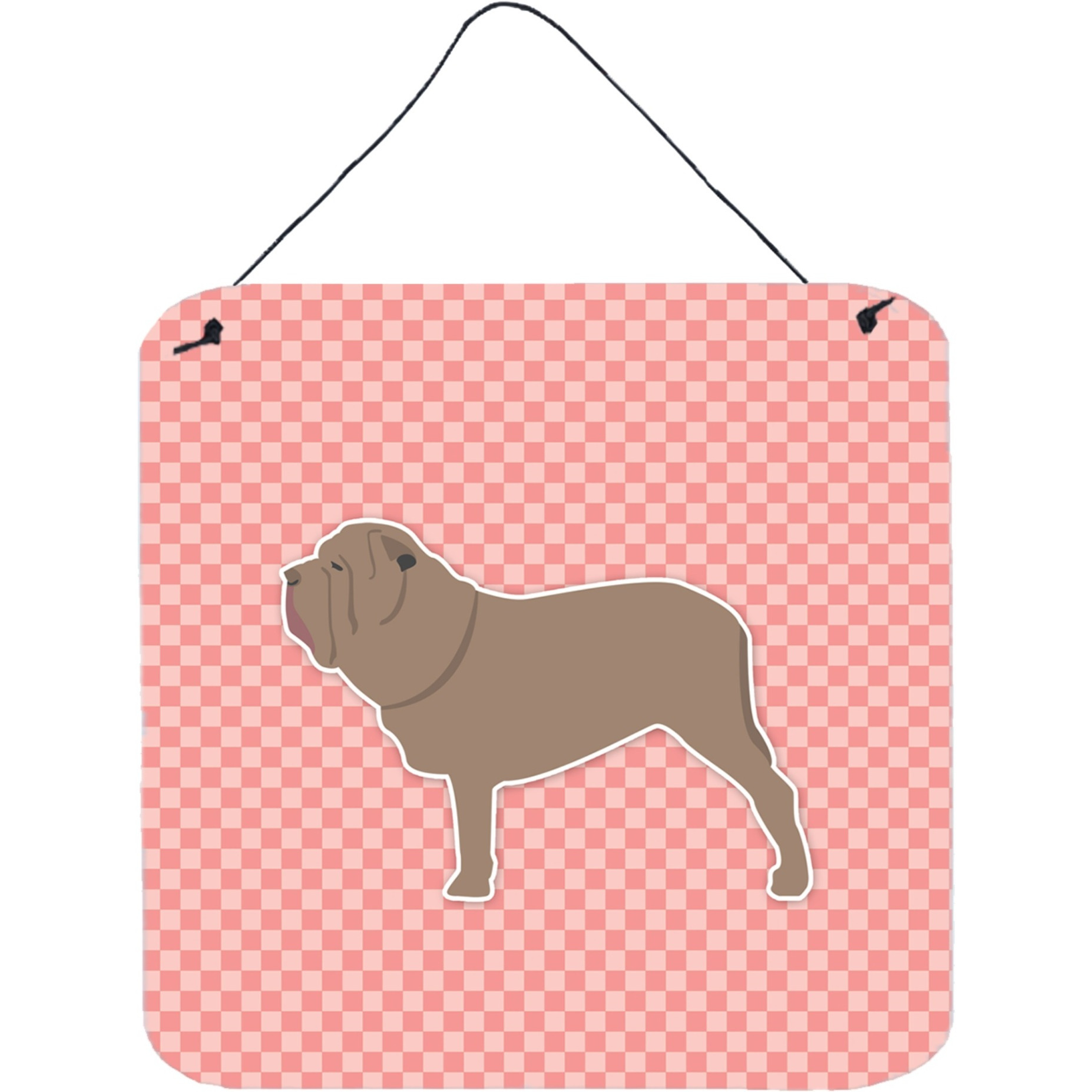 &quotCaroline's Treasures Neapolitan Mastiff Checkerboard Pink Wall or Door Hanging Prints BB3665DS66, 6"" x 6"", Multicolor"