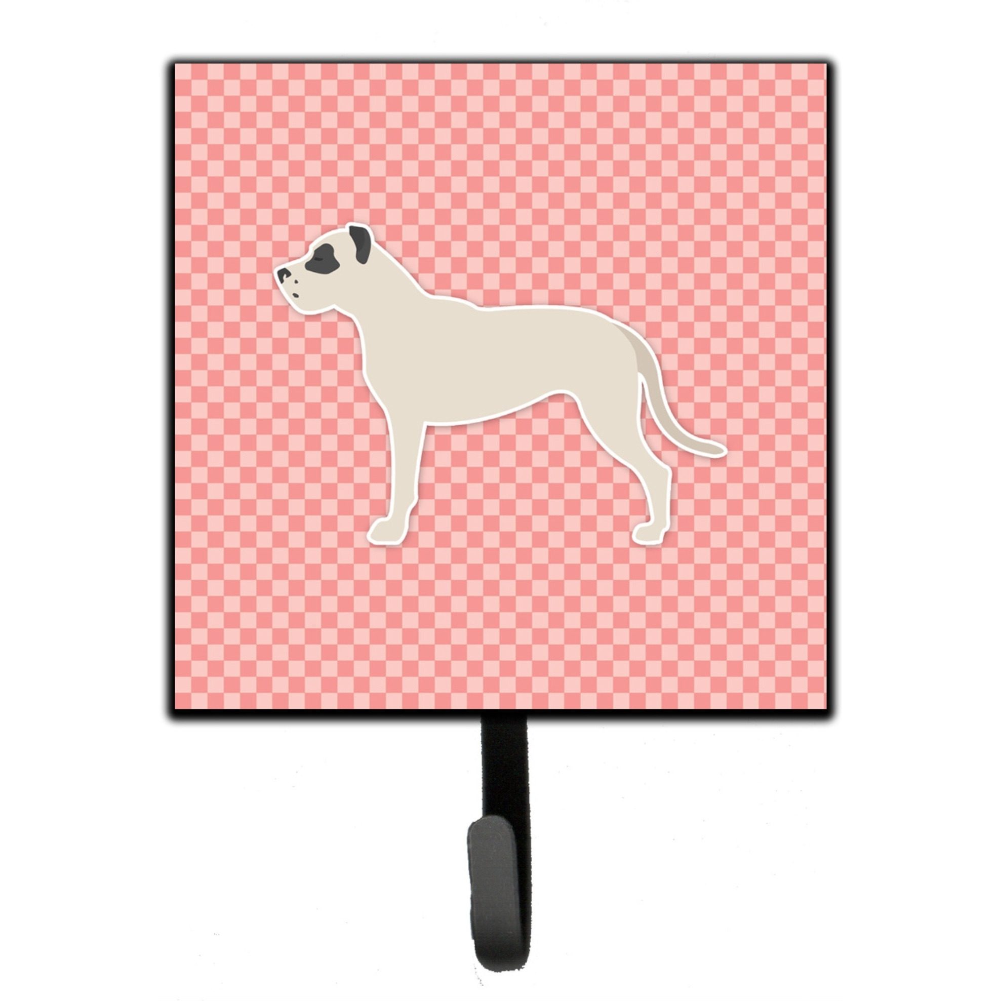 &quotCaroline's Treasures Dogo Argentino Checkerboard Pink Leash or Key Holder BB3667SH4, Small, Multicolor"