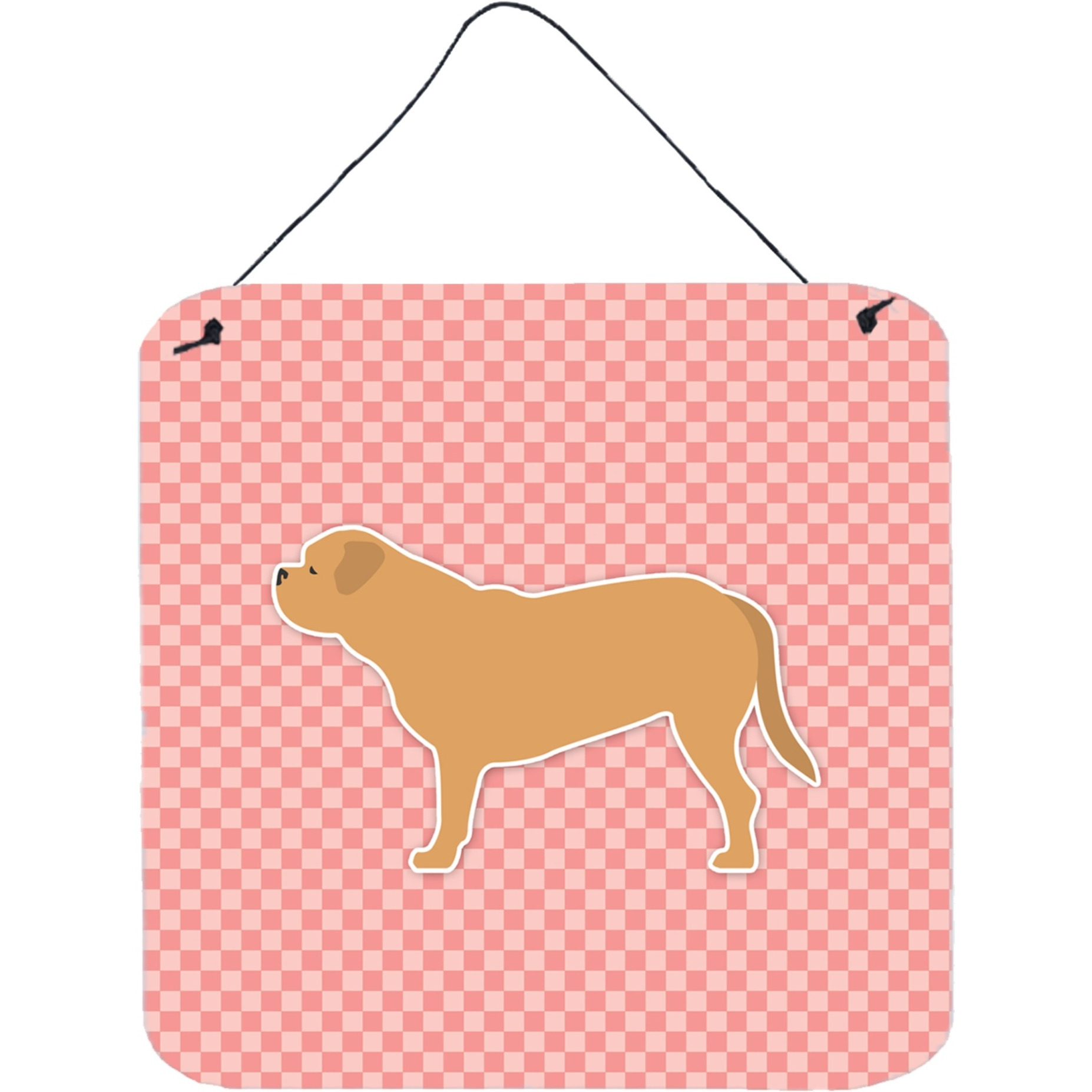 &quotCaroline's Treasures Dogue de Bordeaux Checkerboard Pink Wall or Door Hanging Prints BB3670DS66, 6"" x 6"", Multicolor"
