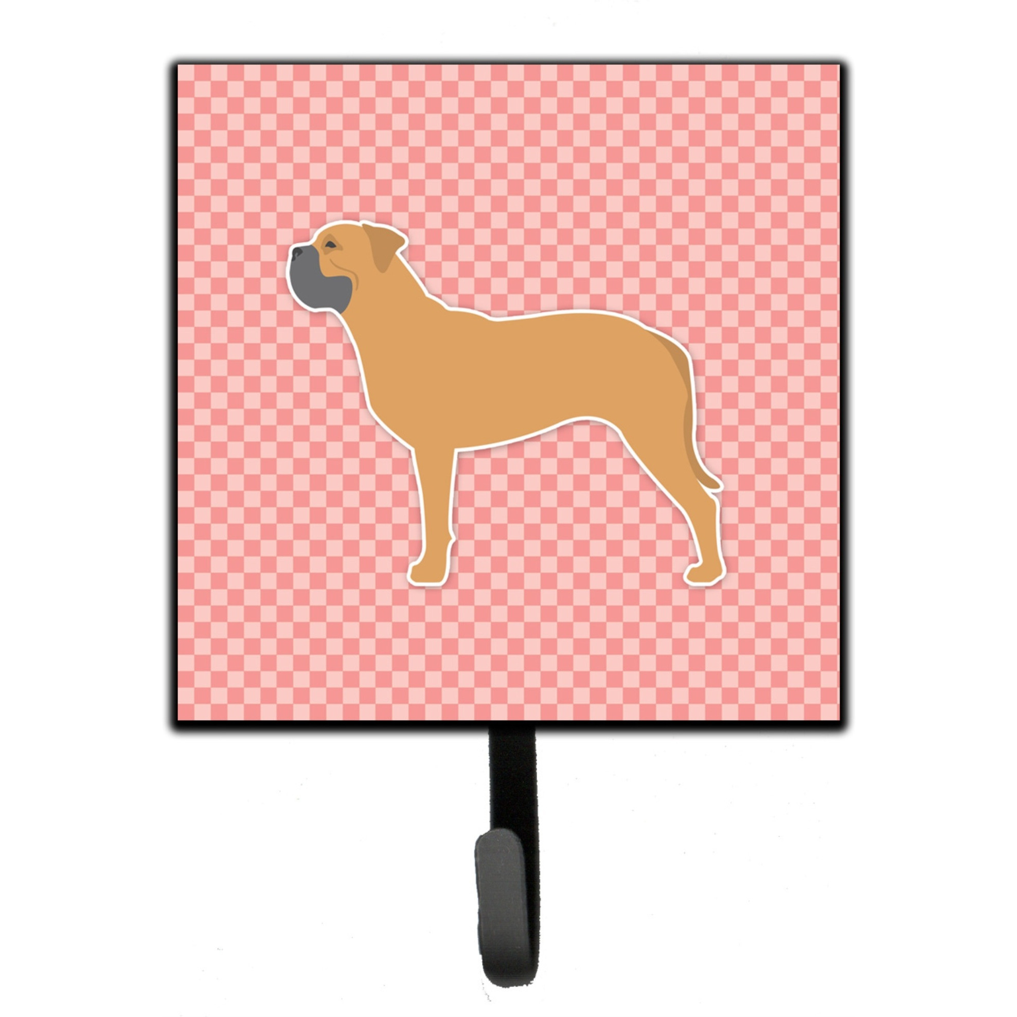 &quotCaroline's Treasures Bullmastiff Checkerboard Pink Leash or Key Holder BB3671SH4, Small, Multicolor"
