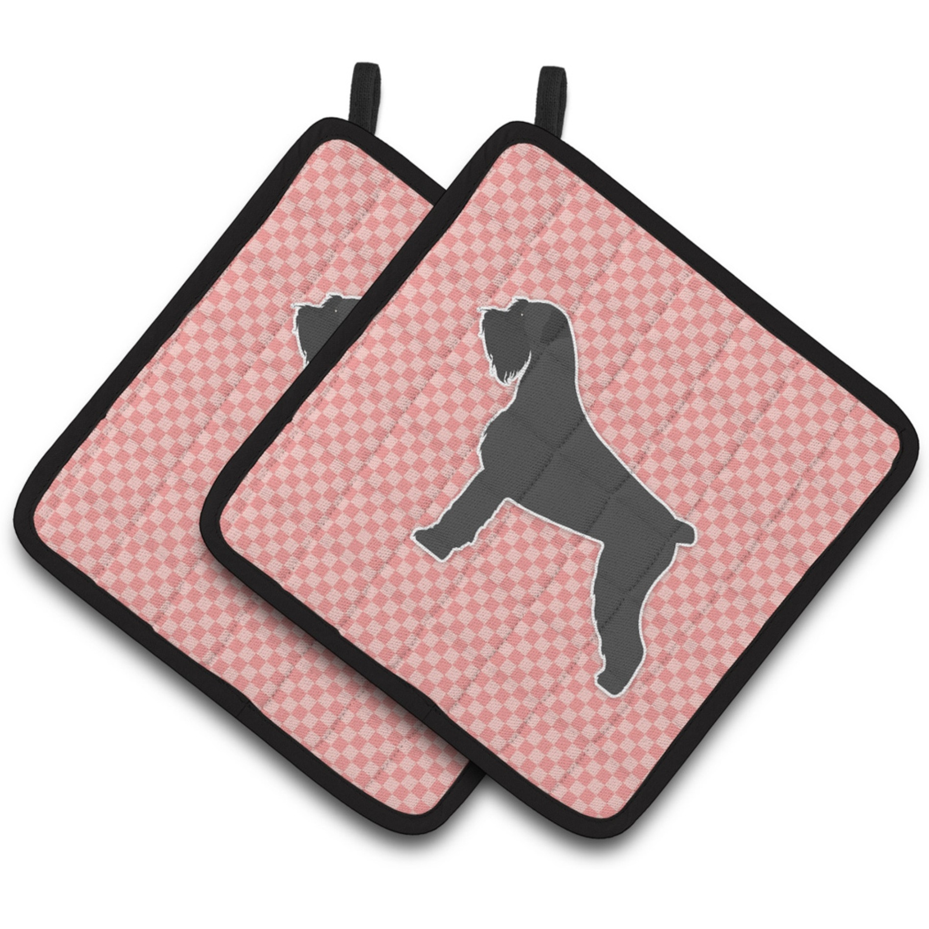 &quotCaroline's Treasures Giant Schnauzer Checkerboard Pink Pair of Pot Holders BB3673PTHD, 7.5HX7.5W, Multicolor"