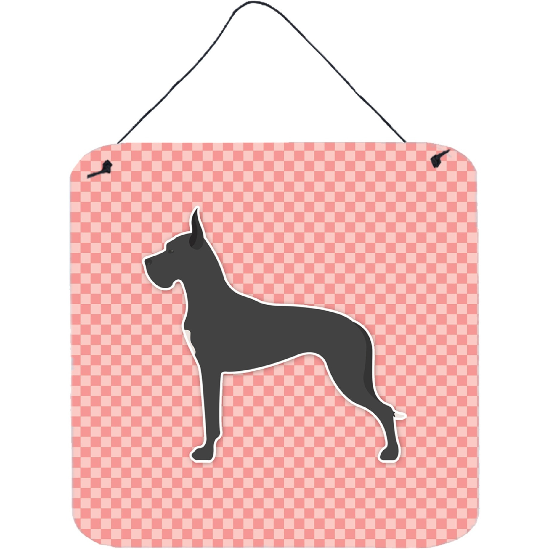 &quotCaroline's Treasures Dane Checkerboard Pink Wall or Door Hanging Prints BB3675DS66, 6"" x 6"", Multicolor"