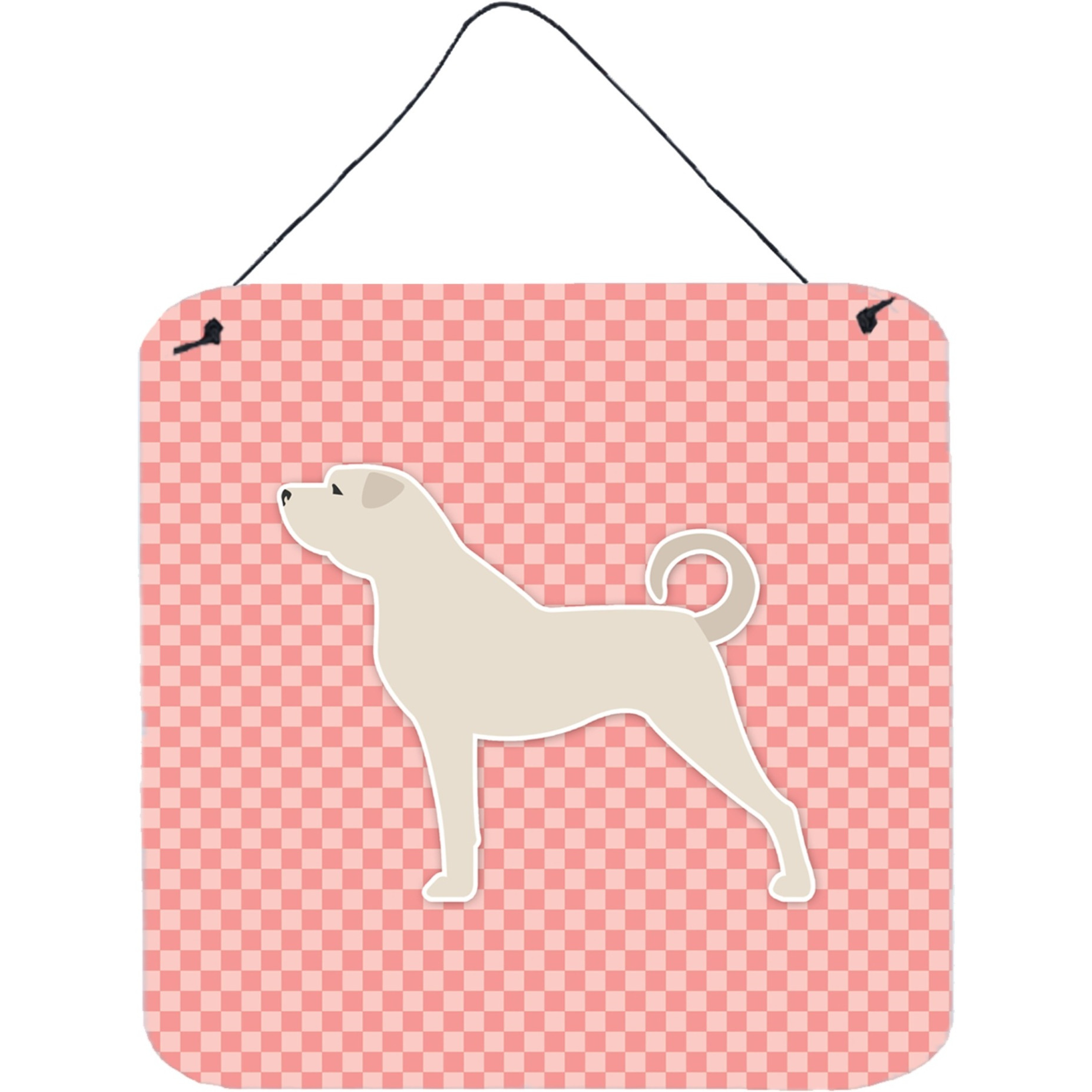 &quotCaroline's Treasures Anatolian Shepherd Checkerboard Pink Wall or Door Hanging Prints BB3677DS66, 6"" x 6"", Multicolor"
