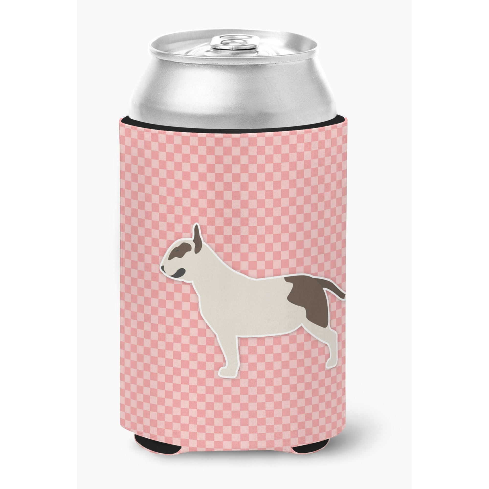 &quotCaroline's Treasures Bull Terrier Checkerboard Pink Can or Bottle Hugger BB3678CC, Can Hugger, Multicolor"