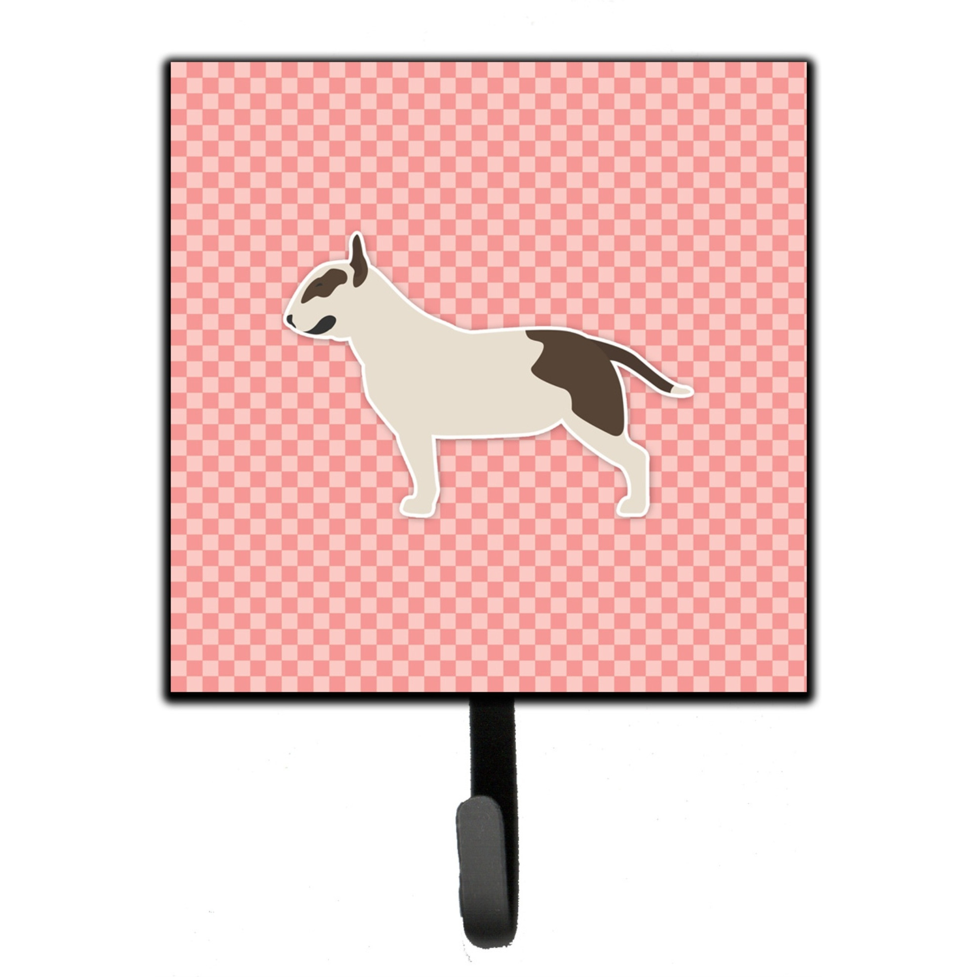 &quotCaroline's Treasures Bull Terrier Checkerboard Pink Leash or Key Holder BB3678SH4, Small, Multicolor"