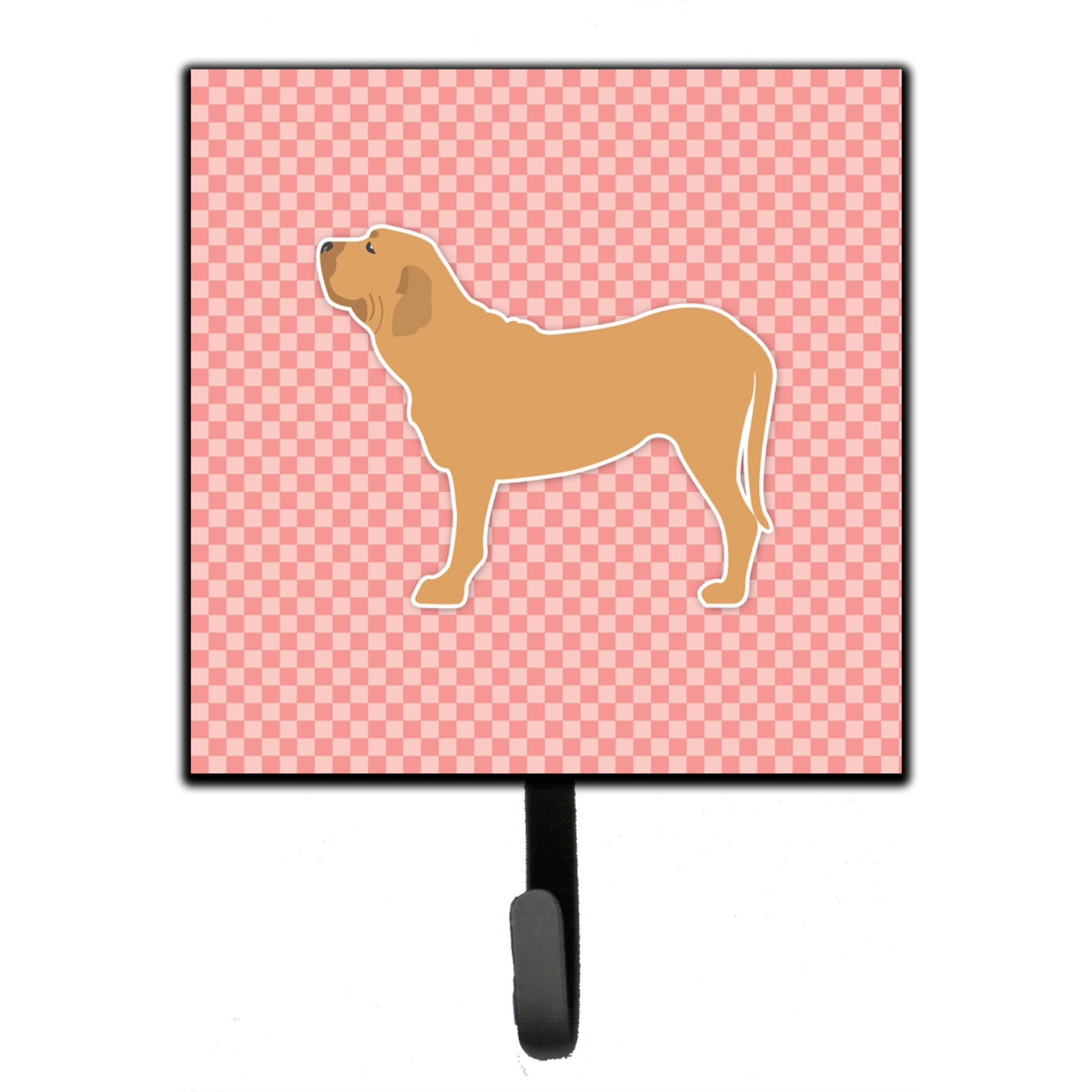 &quotCaroline's Treasures Fila Brasileiro Checkerboard Pink Leash or Key Holder BB3679SH4, Small, Multicolor"