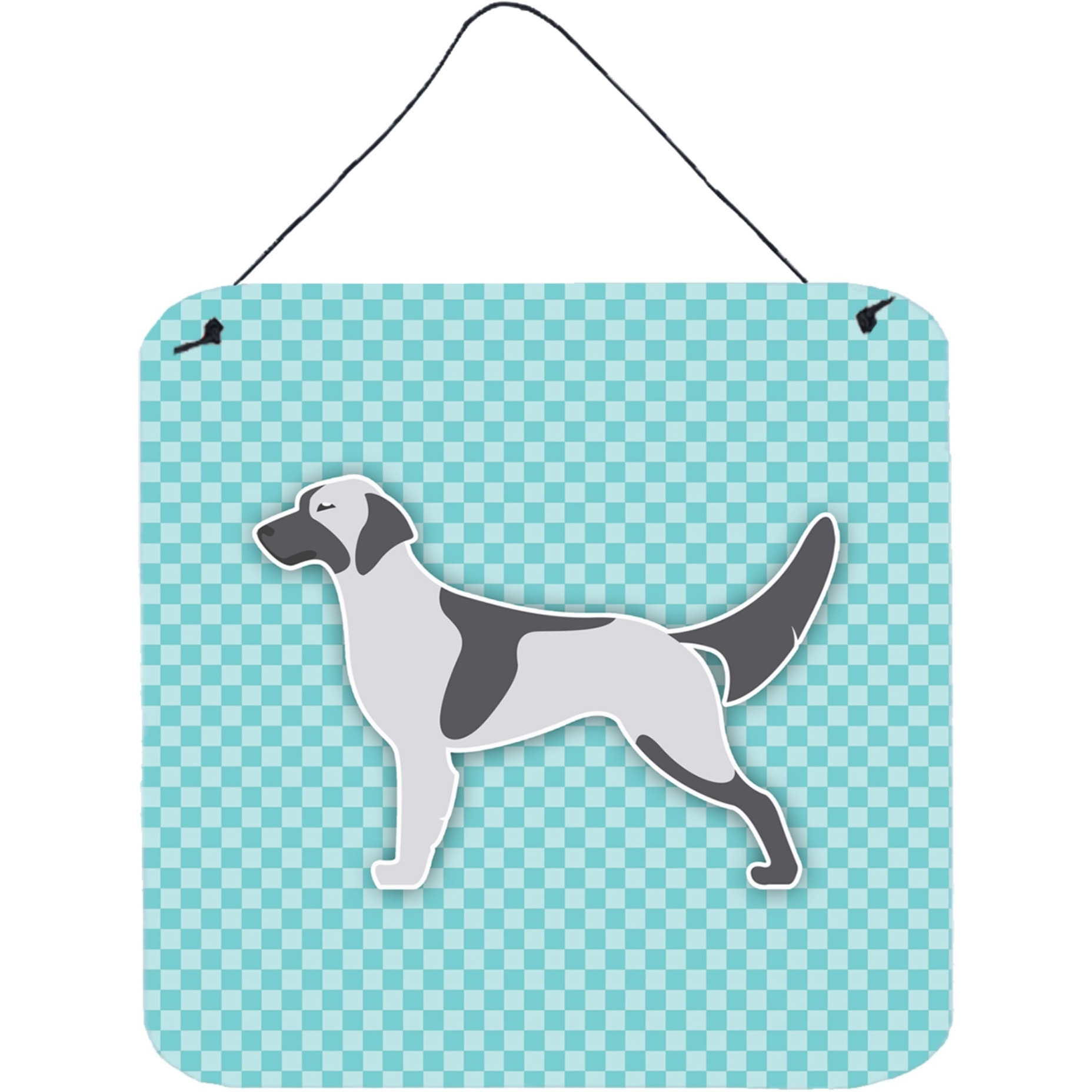 &quotCaroline's Treasures English Setter Checkerboard Blue Wall or Door Hanging Prints BB3681DS66, 6"" x 6"", Multicolor"
