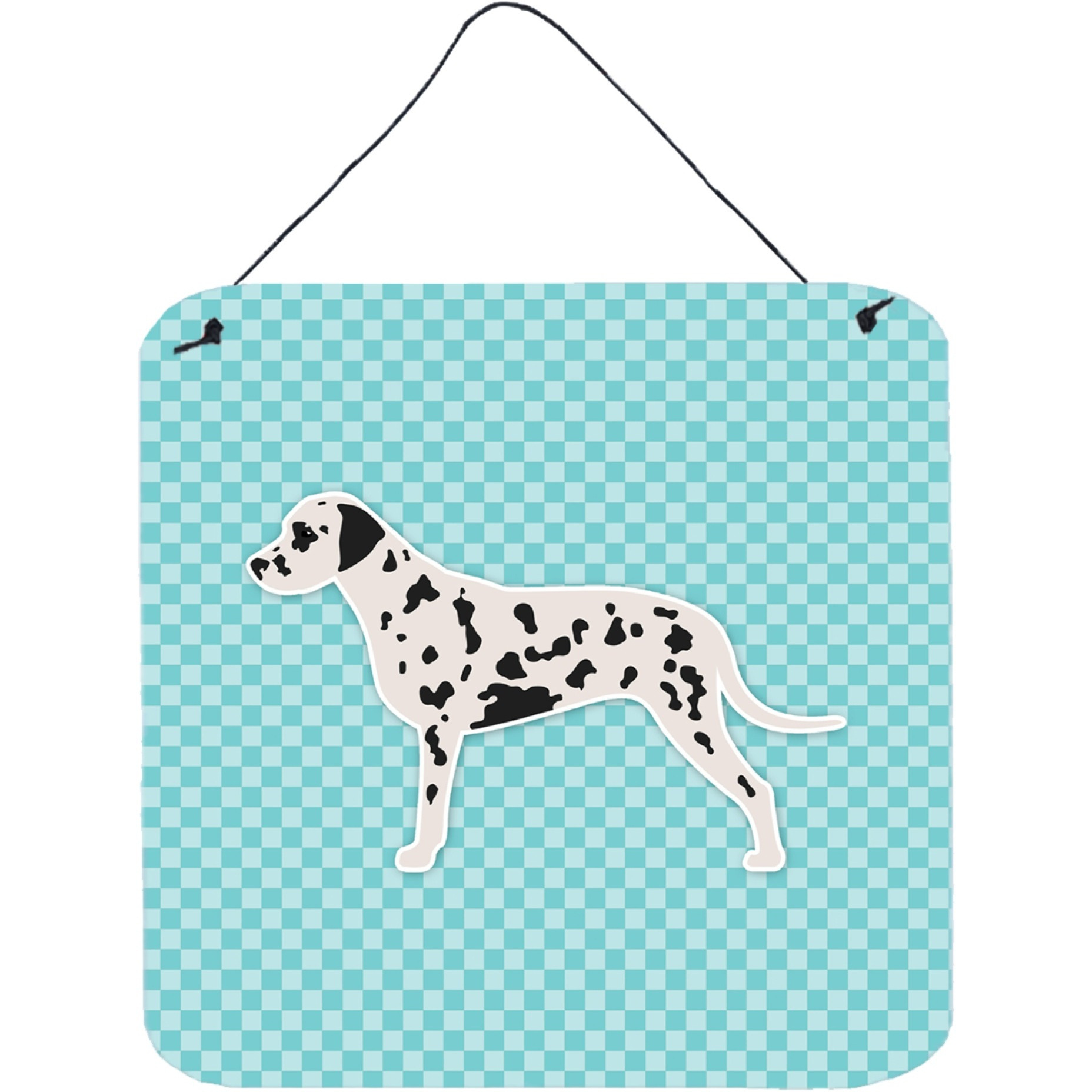 &quotCaroline's Treasures Dalmatian Checkerboard Blue Wall or Door Hanging Prints BB3683DS66, 6"" x 6"", Multicolor"